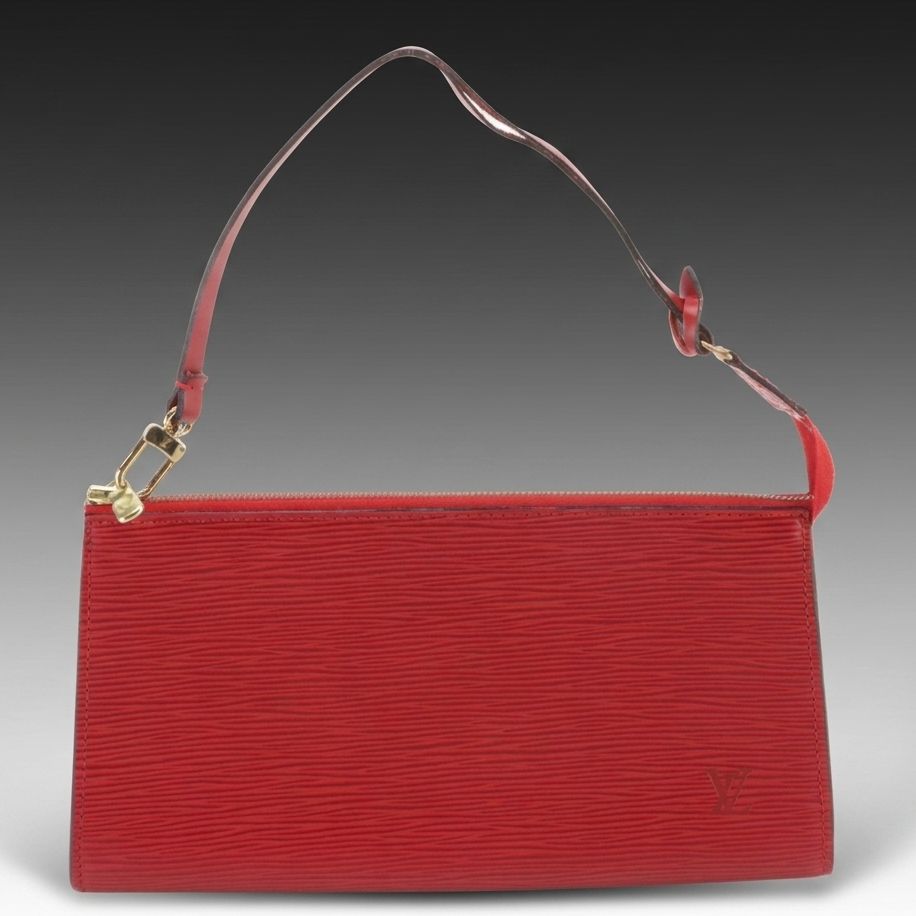 Louis Vuitton Pochette Accessoires in Red Epi and Smooth Leather