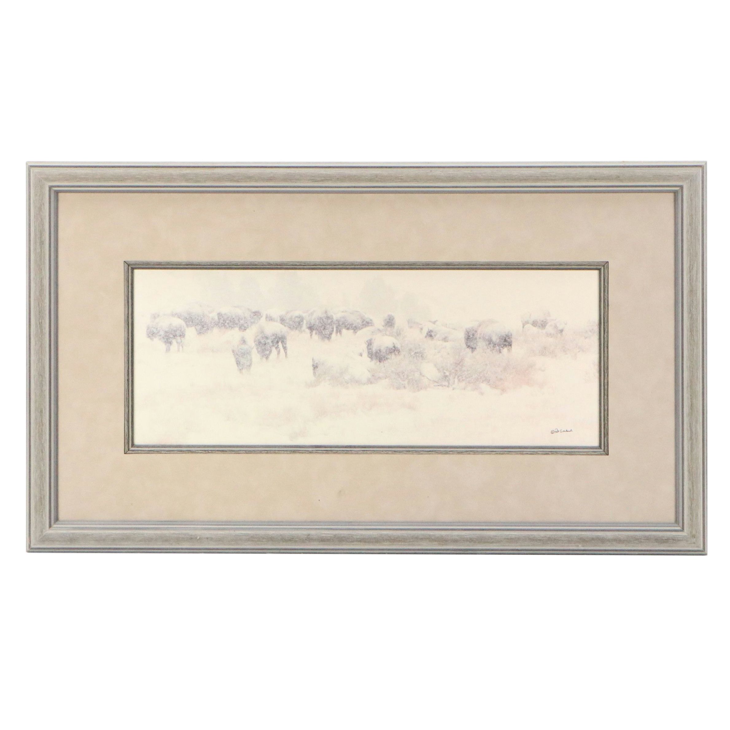 Pat Gerlach Chromogenic Photograph of Bison in Snowstorm, Late 20th Century