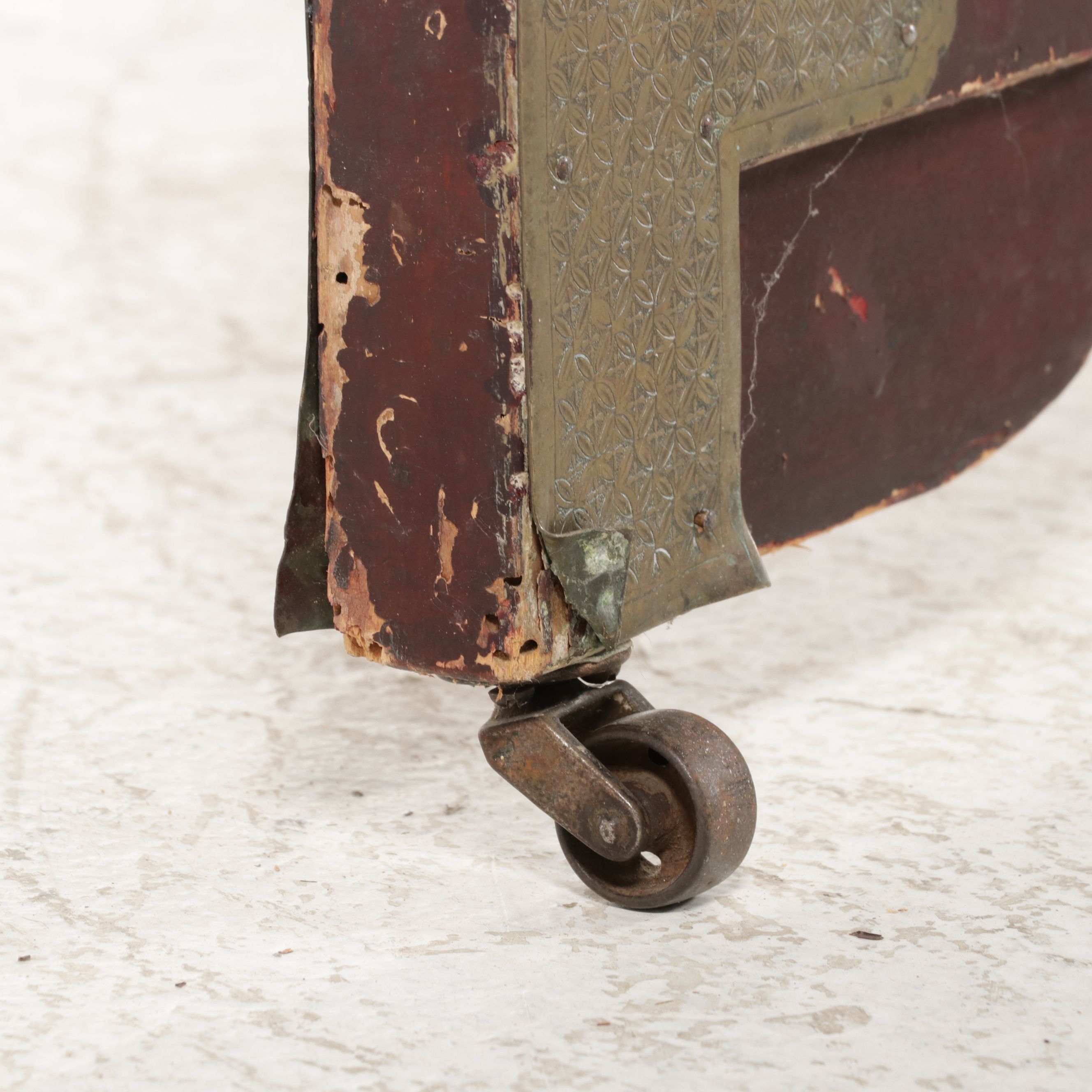 Chinese Lacquered Two-Panel Screen with Inset Mother-of-Pearl Bird Motifs