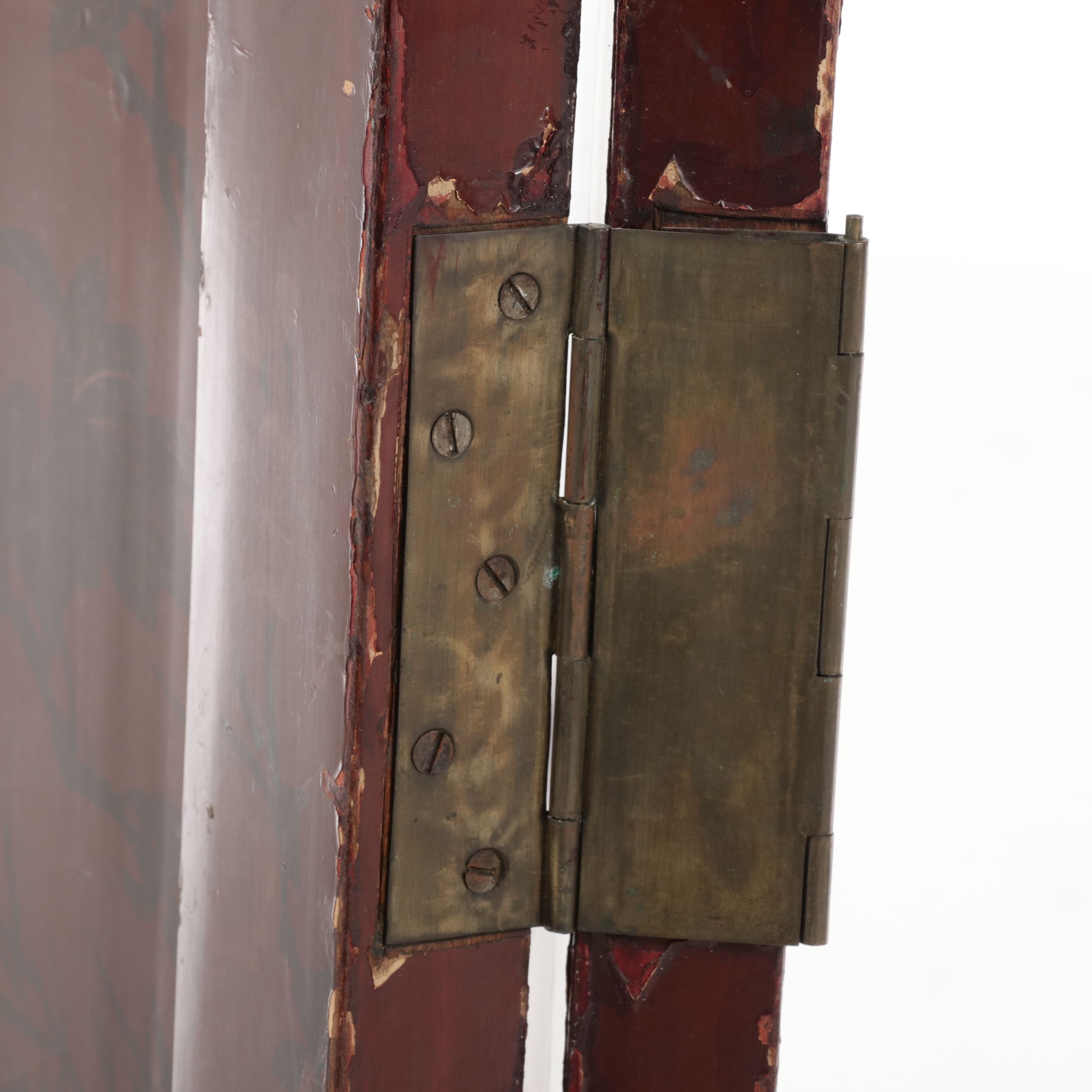 Chinese Lacquered Two-Panel Screen with Inset Mother-of-Pearl Bird Motifs