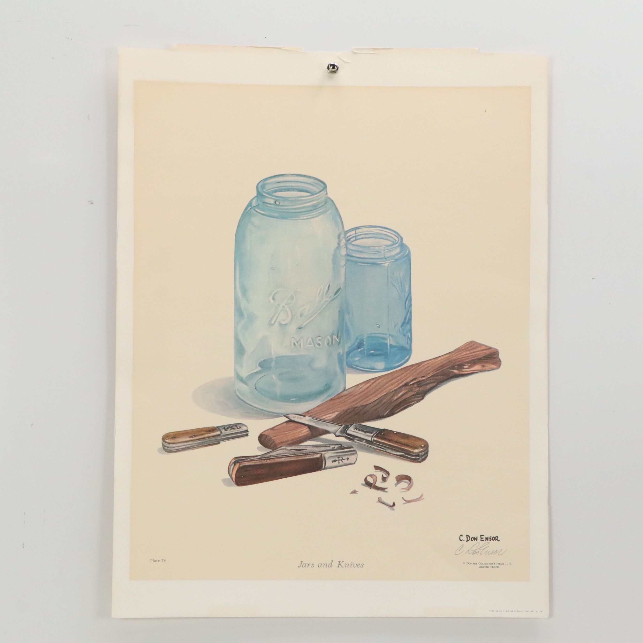 Charles Don Ensor Still Life Offset Lithographs "Jars and Knives" and "Fanfare"