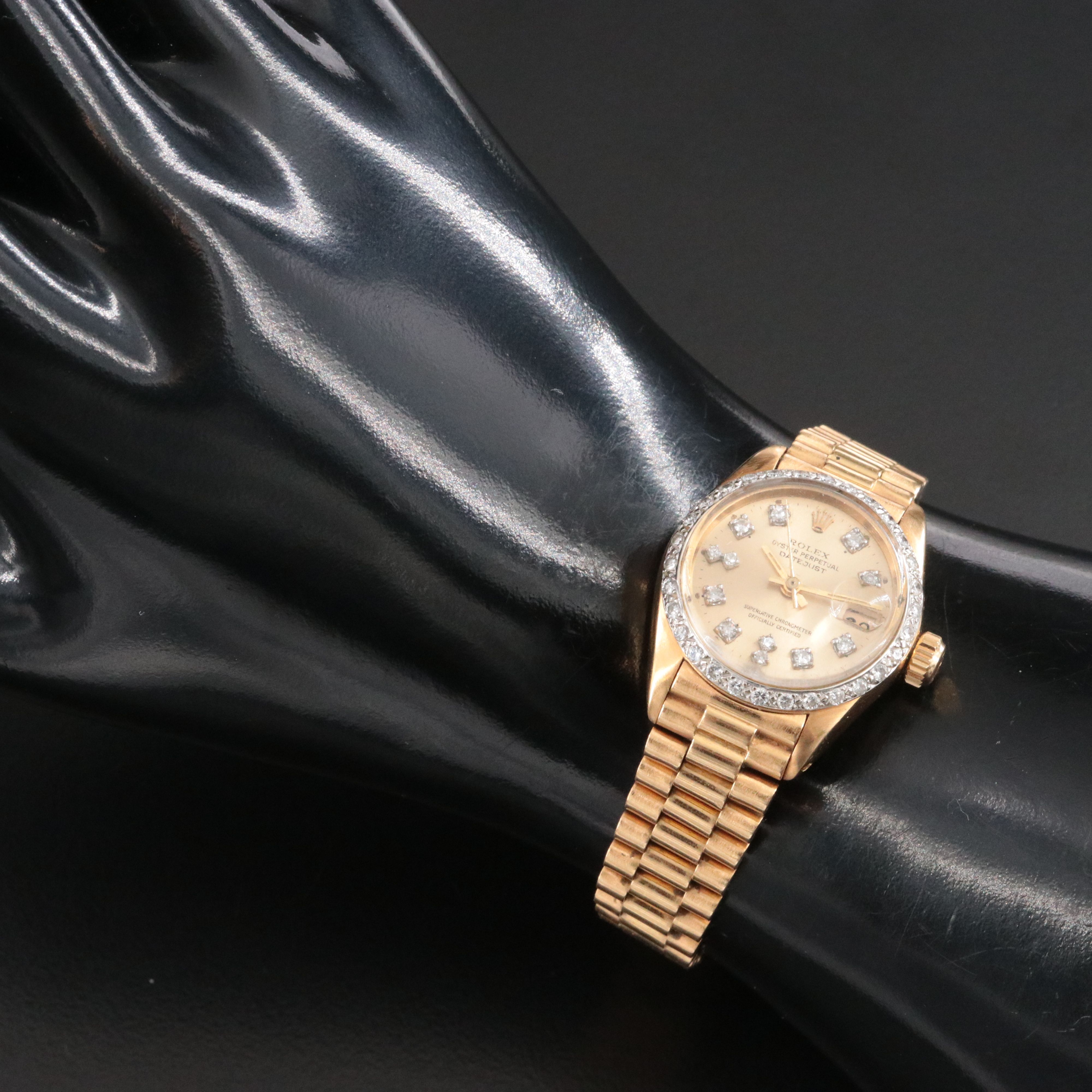 1979 Rolex Custom Band, Diamond Dial & Bezel Datejust Watch 6917