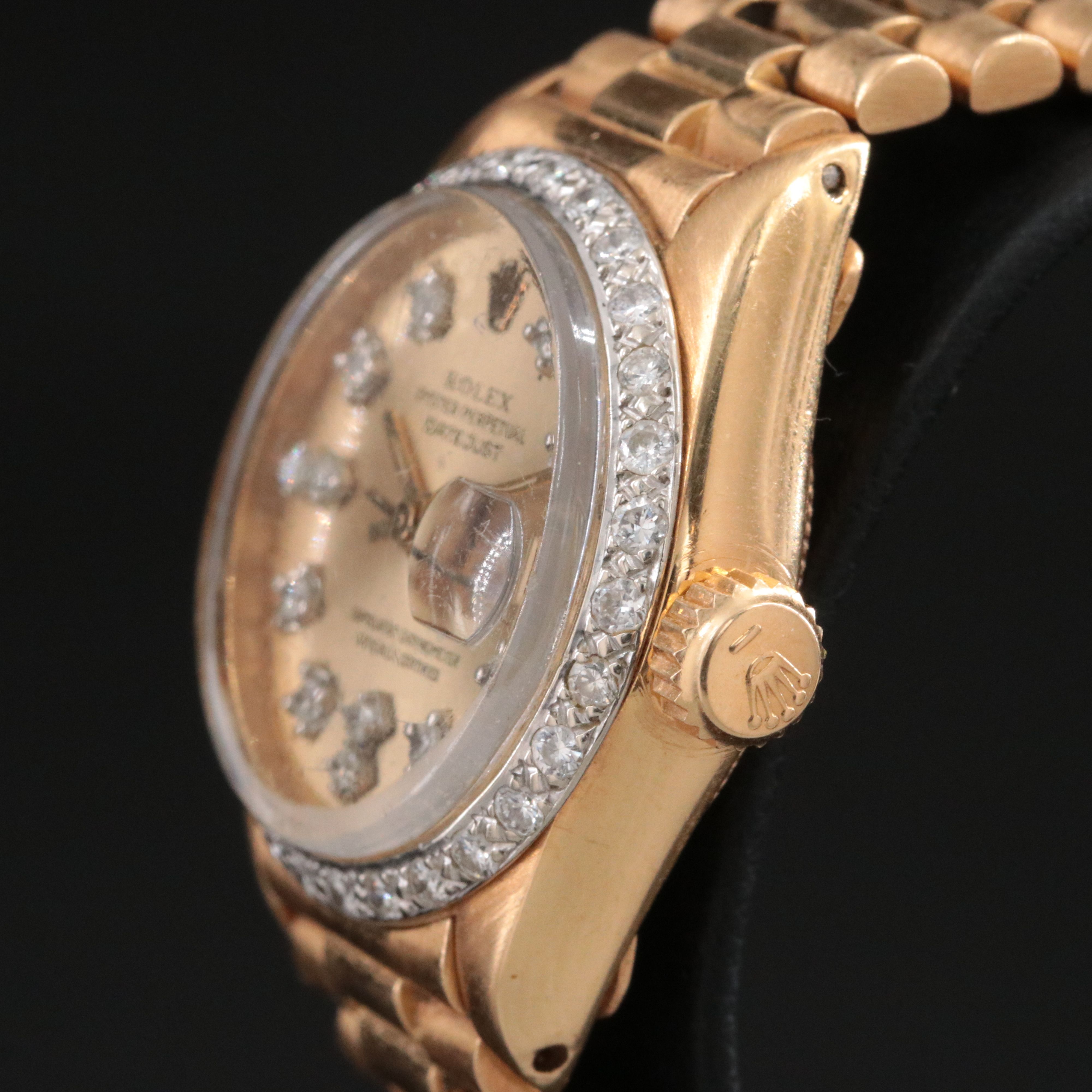 1979 Rolex Custom Band, Diamond Dial & Bezel Datejust Watch 6917