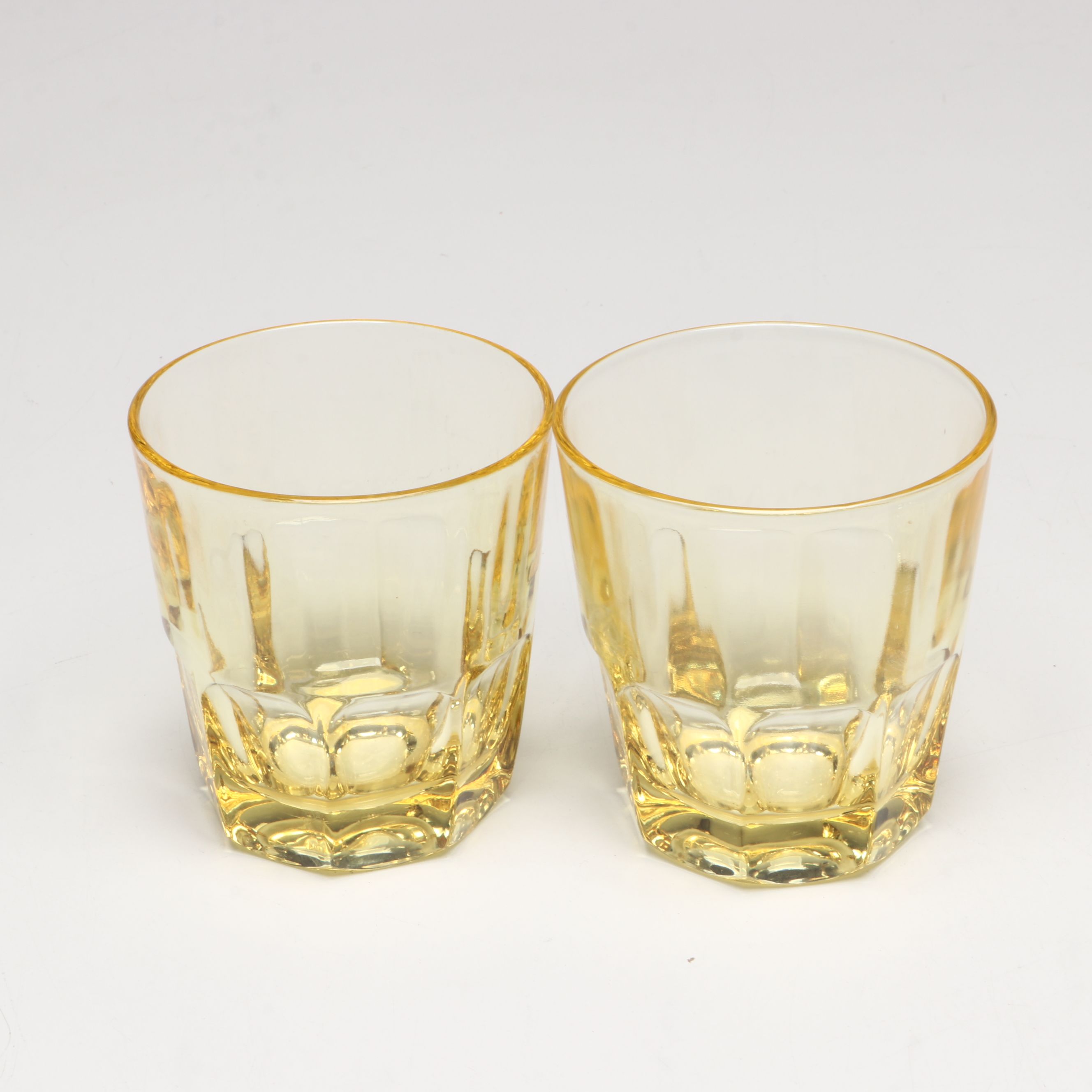 Yellow Depression Glass Flat Tumblers, 1930s
