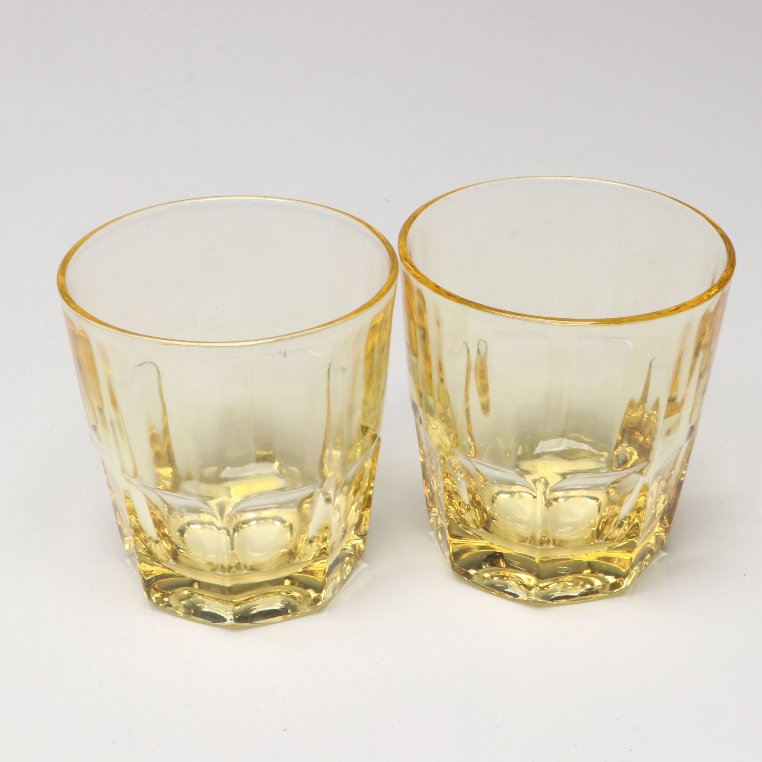 Yellow Depression Glass Flat Tumblers, 1930s