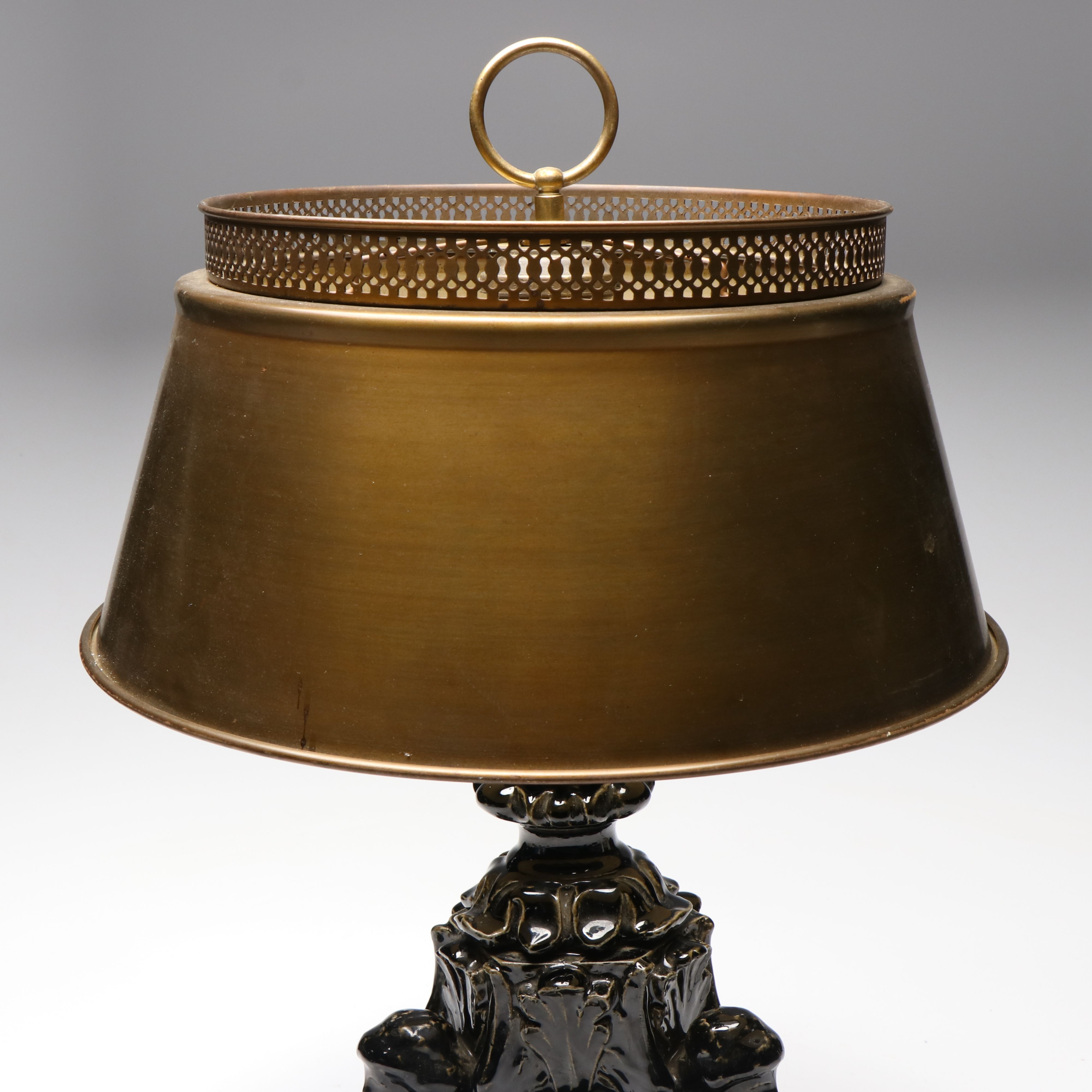 W.P. McDonald for Rookwood Pottery Lamp with Bronzed Tole Shade, 1922