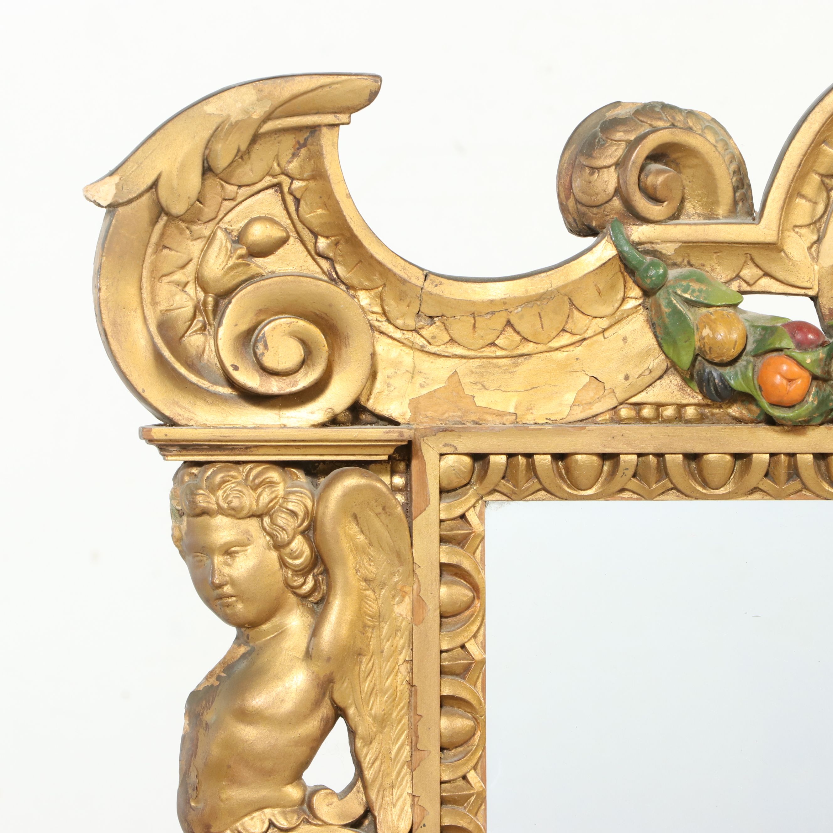 Italian Baroque Style Giltwood Cherub Mirror, Mid to Late 20th Century
