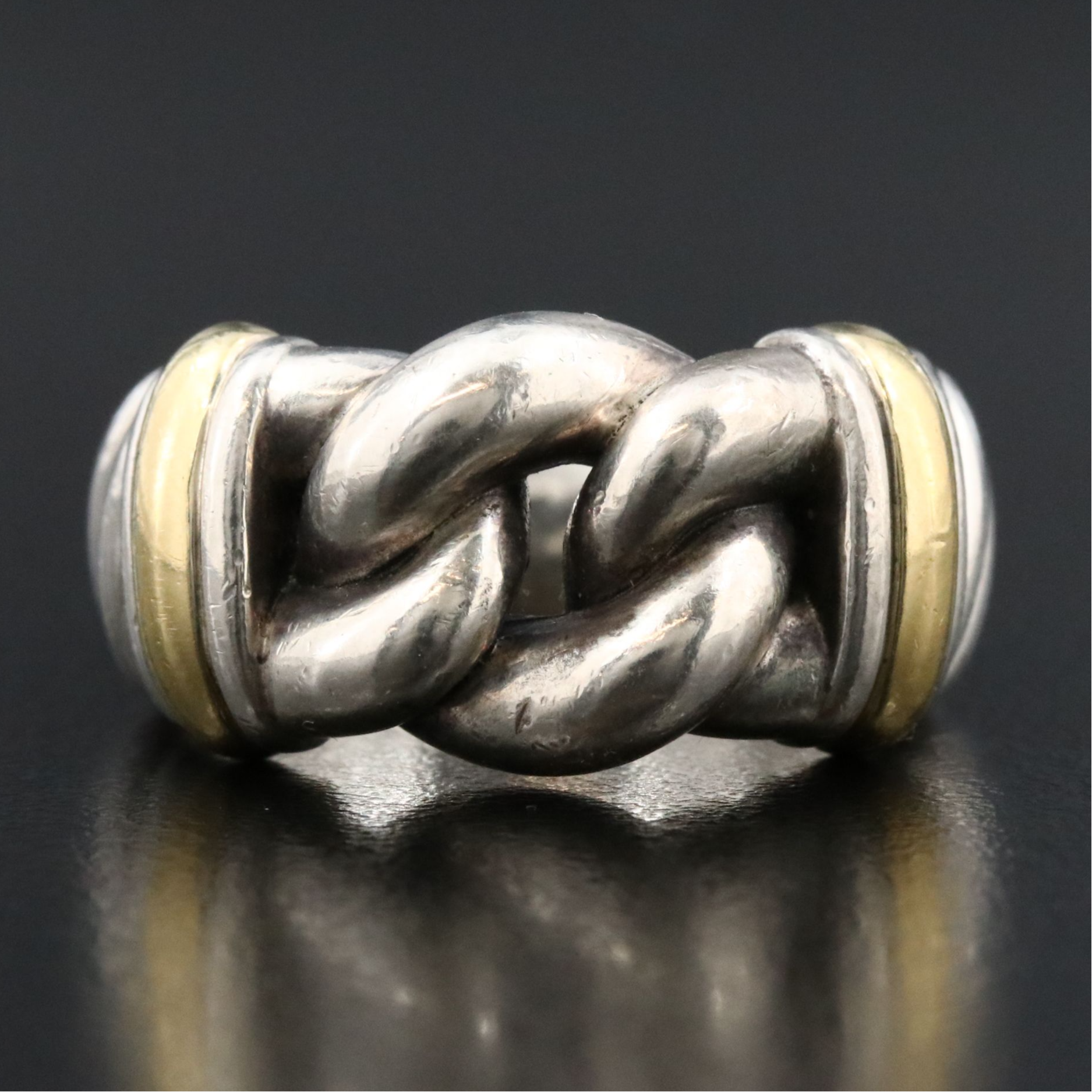 David Yurman Noblesse Sterling Curb Link Ring with 18K Accents