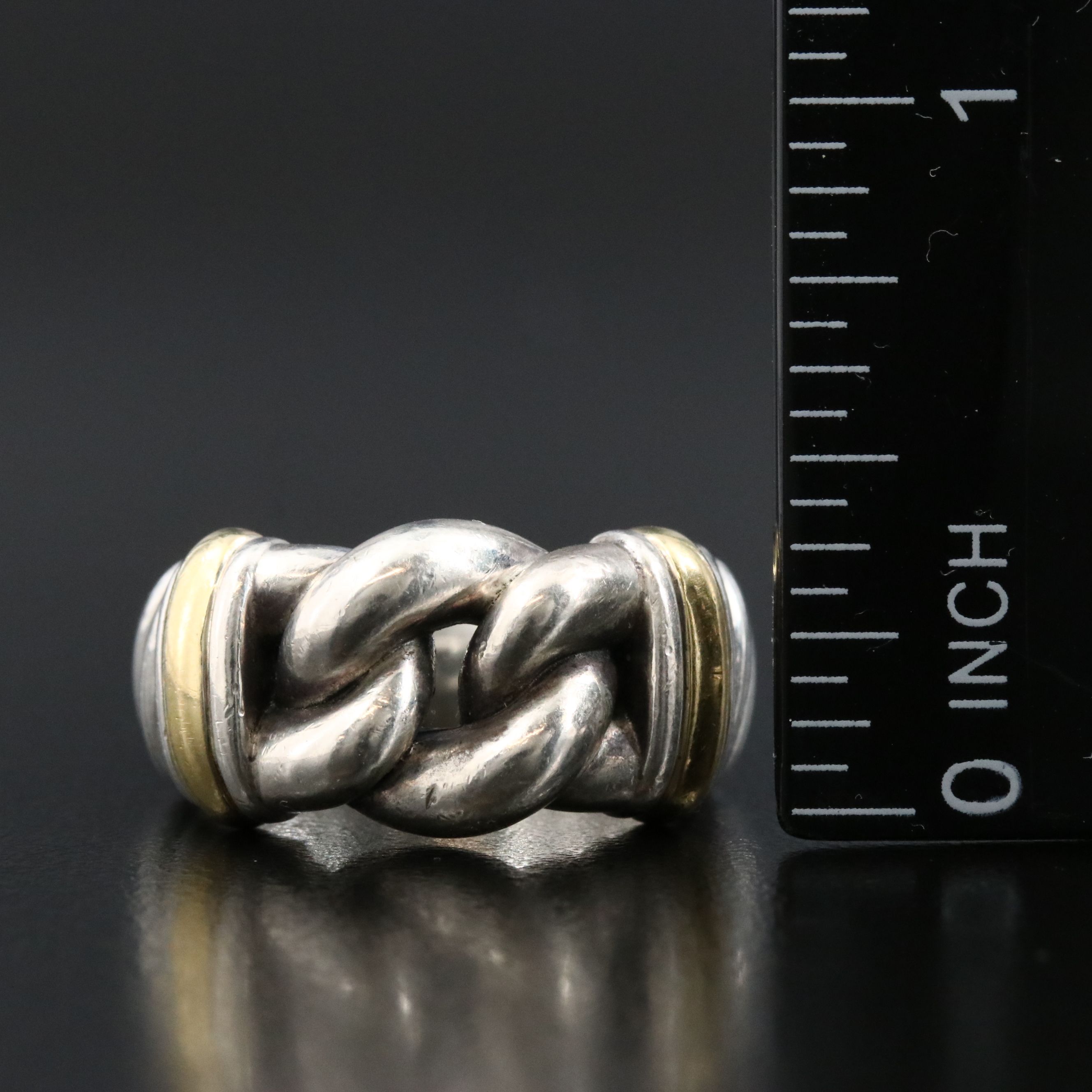 David Yurman Noblesse Sterling Curb Link Ring with 18K Accents