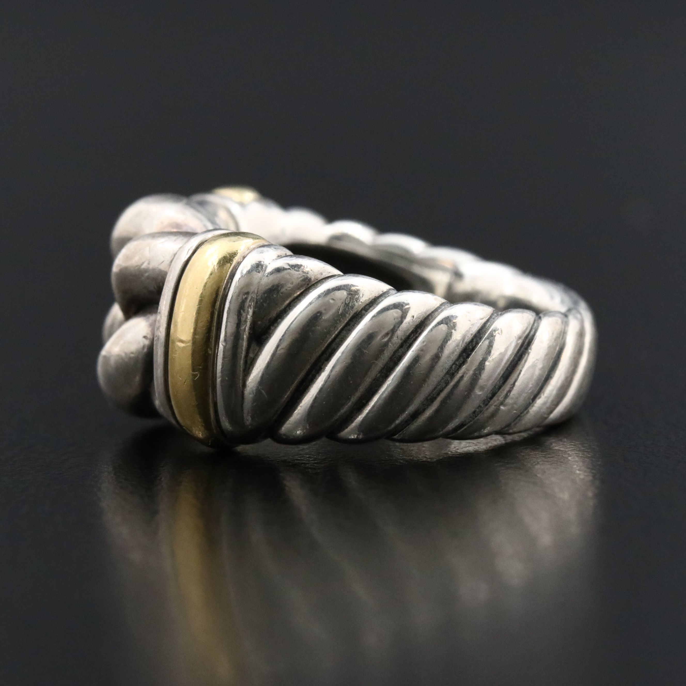 David Yurman Noblesse Sterling Curb Link Ring with 18K Accents