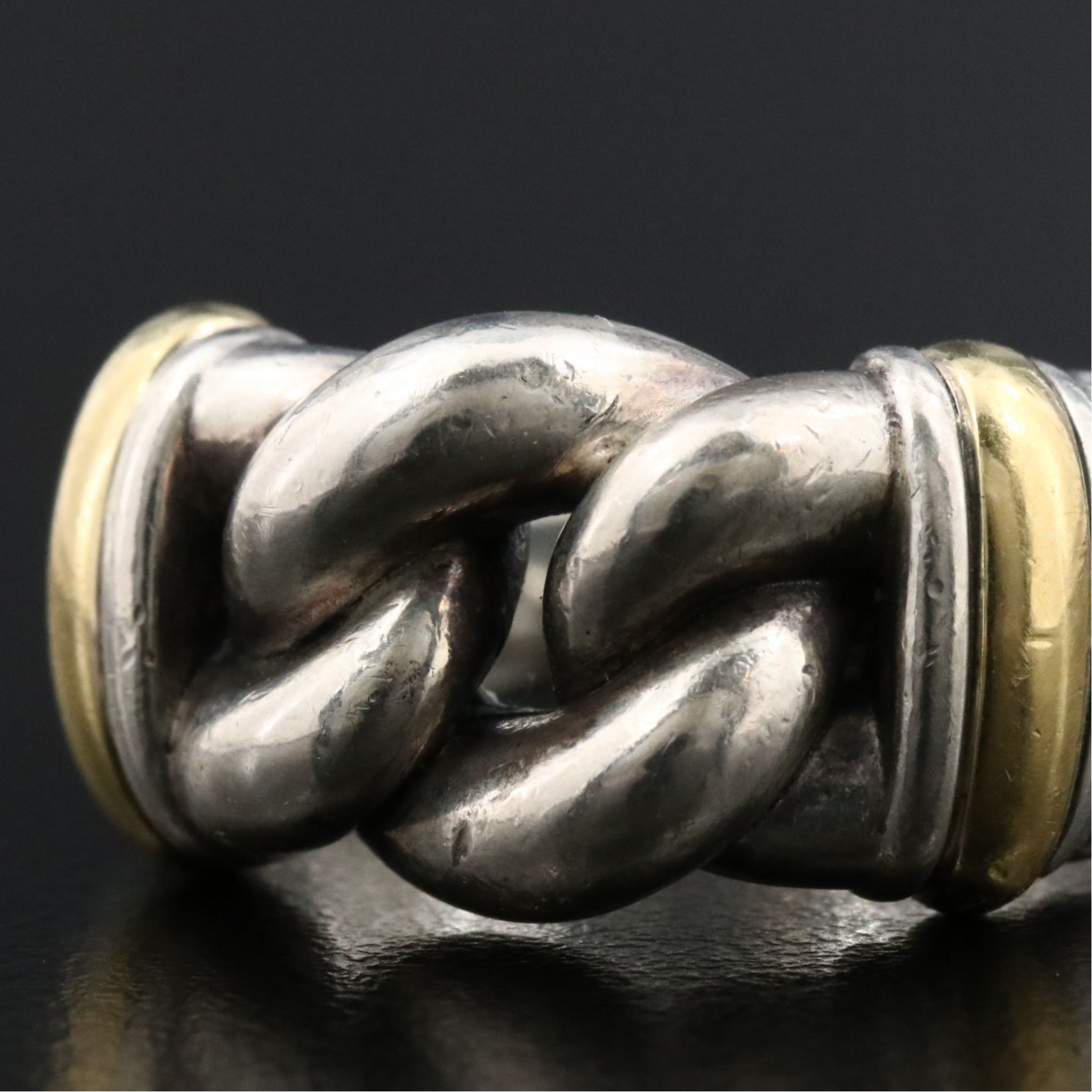 David Yurman Noblesse Sterling Curb Link Ring with 18K Accents