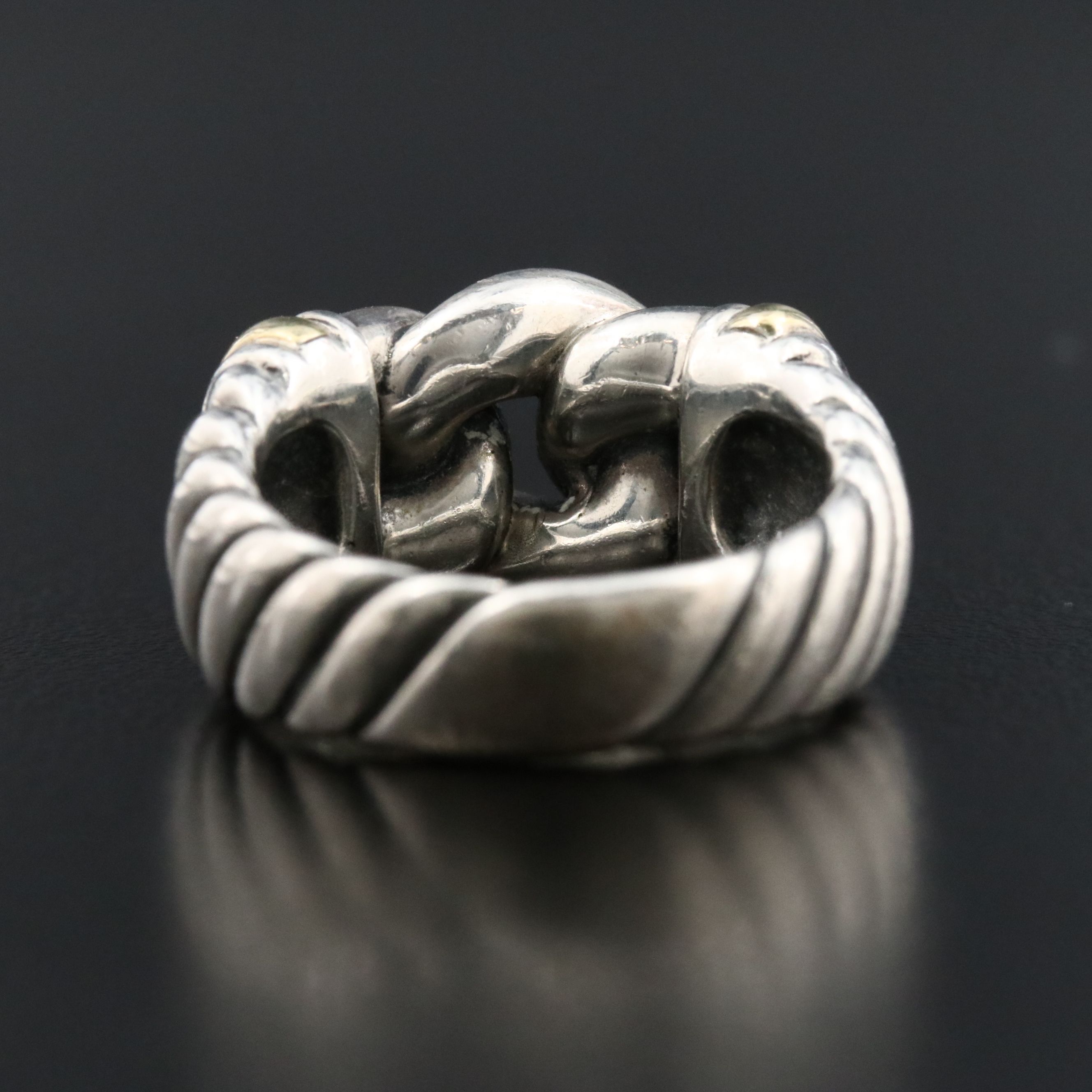 David Yurman Noblesse Sterling Curb Link Ring with 18K Accents