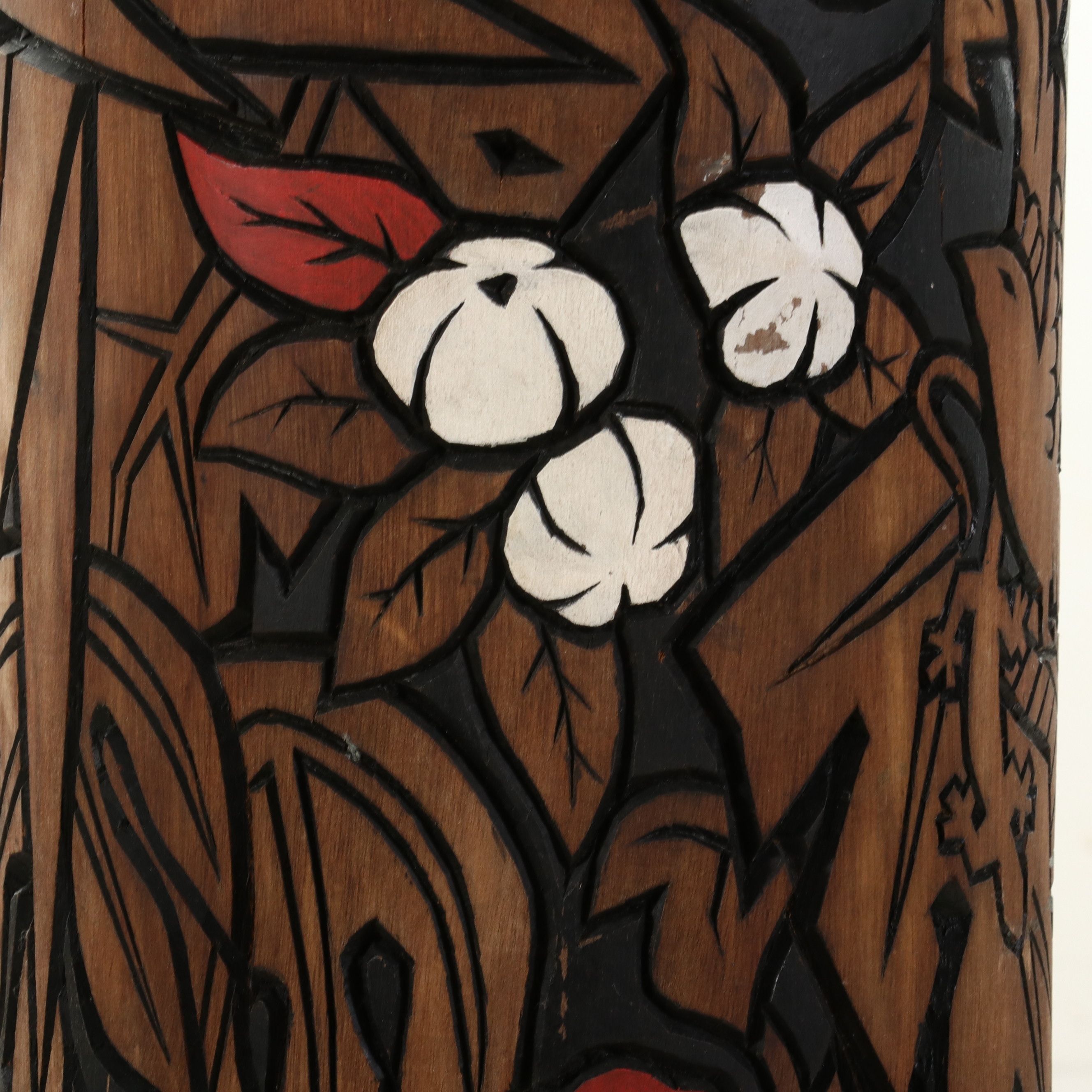 Leulumoega Fou School of Fine Arts Polychrome Carved Wood Pillar, 2000
