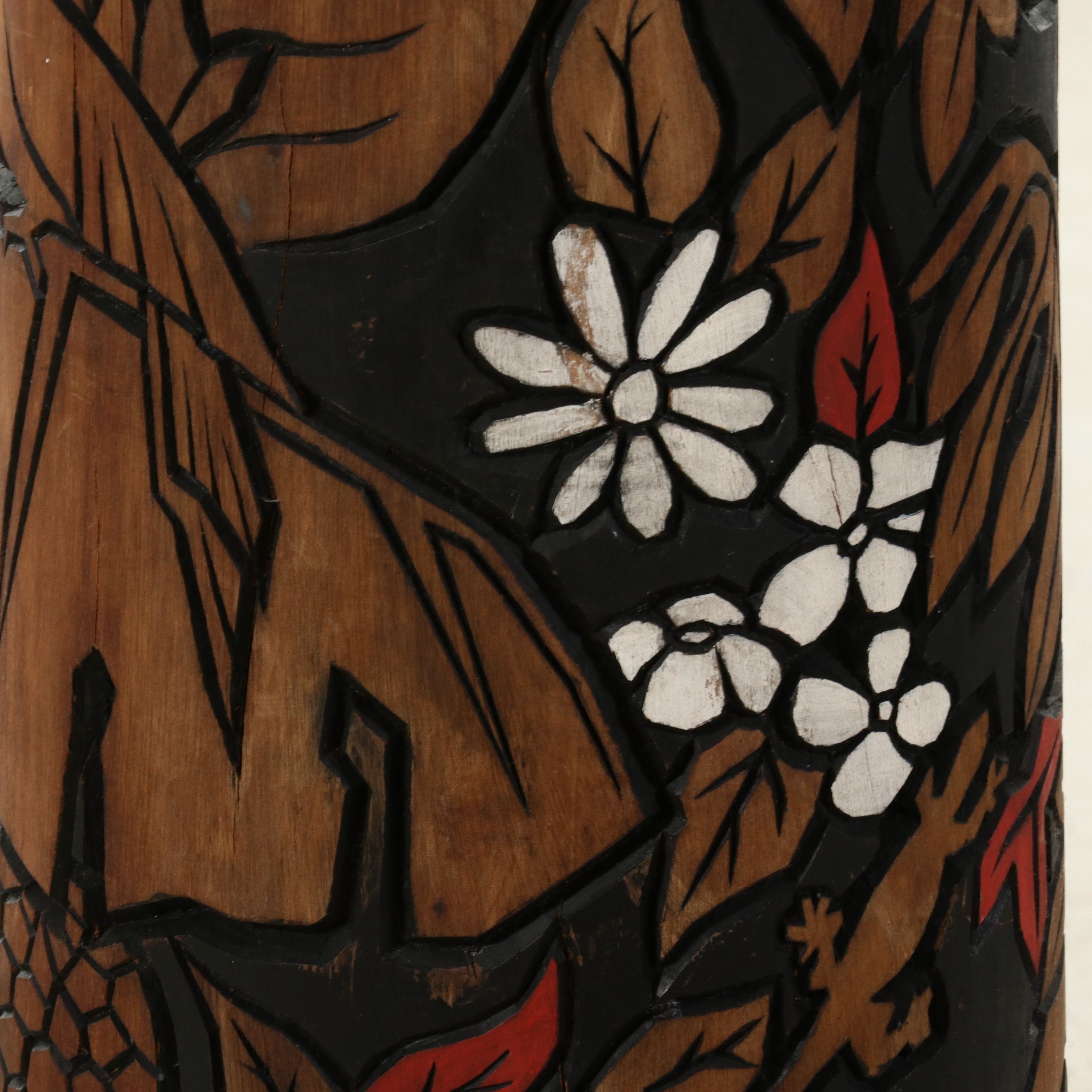 Leulumoega Fou School of Fine Arts Polychrome Carved Wood Pillar, 2000