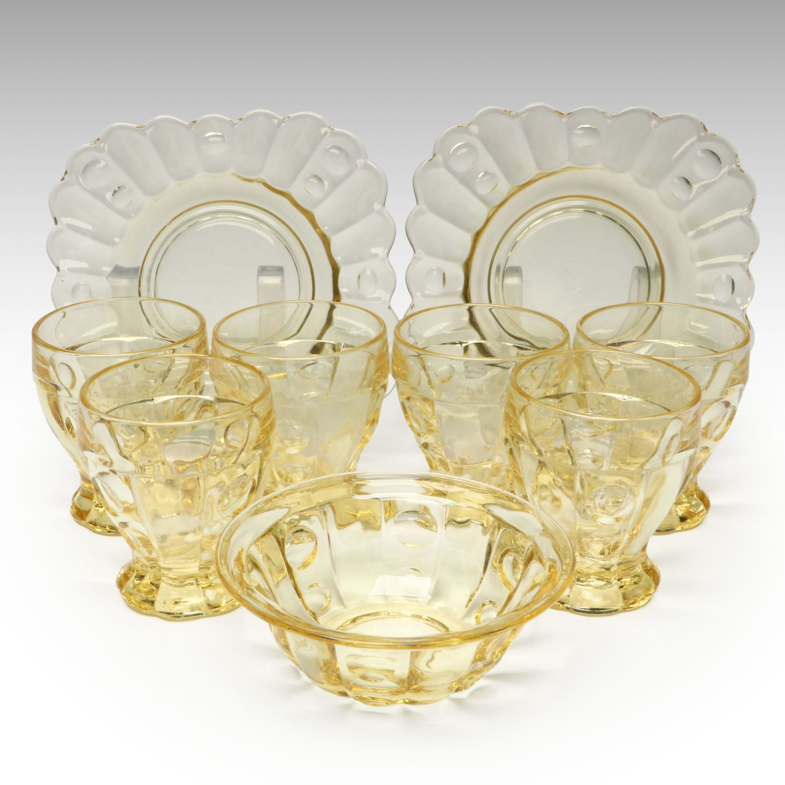 Heisey "Old Sandwich Yellow" Fruit Cocktail Glasses and Tableware, 1931-1937