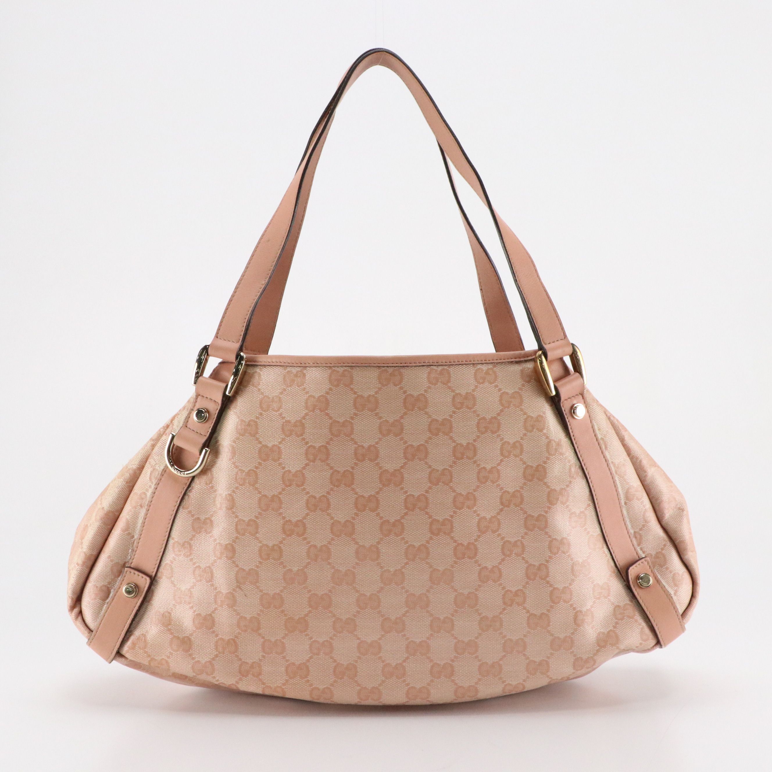 Gucci Medium Abbey Tote Bag in Light Pink GG Crystal Canvas and Leather