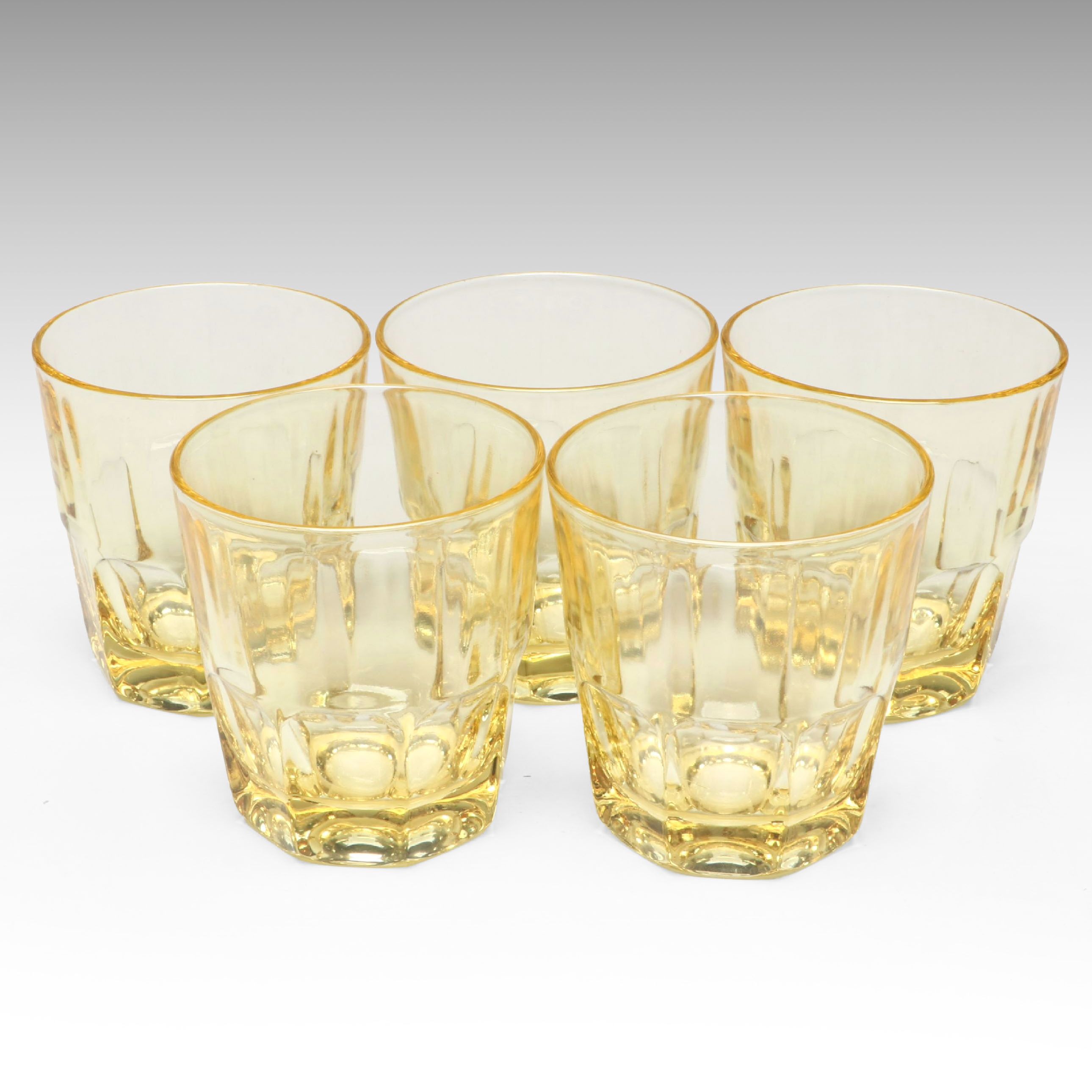 Yellow Depression Glass Flat Tumblers, 1930s