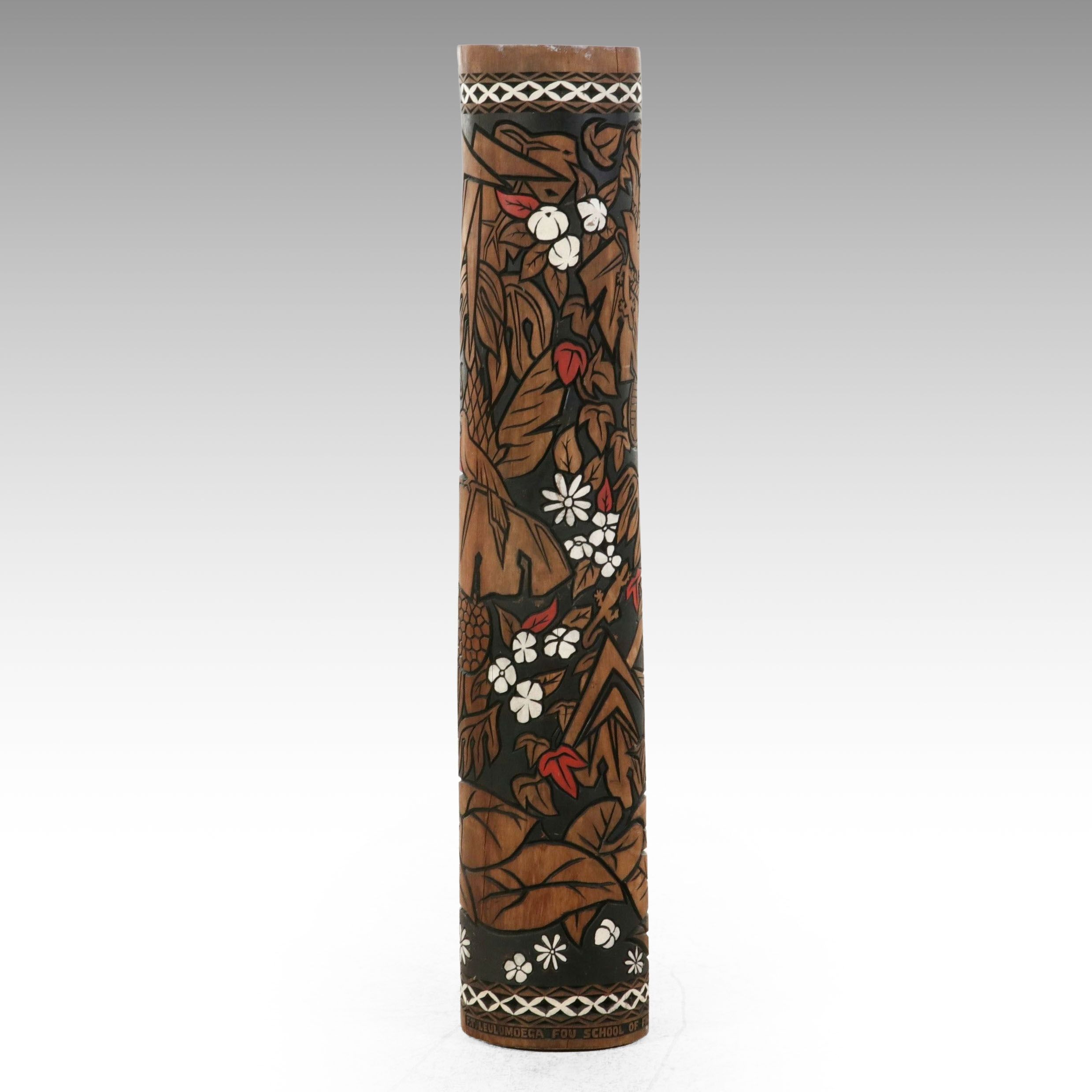 Leulumoega Fou School of Fine Arts Polychrome Carved Wood Pillar, 2000