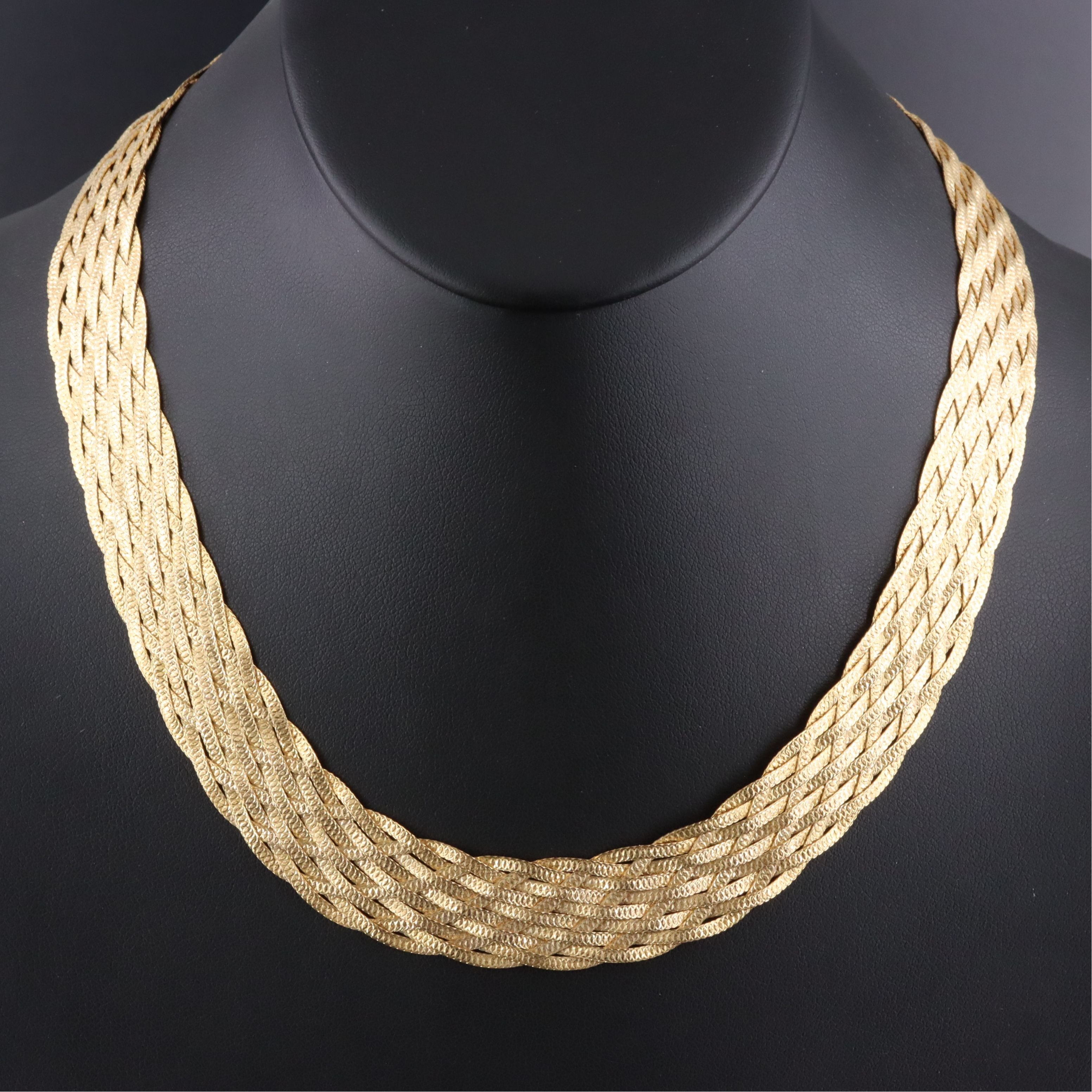 14K Braided Herringbone Chain Necklace
