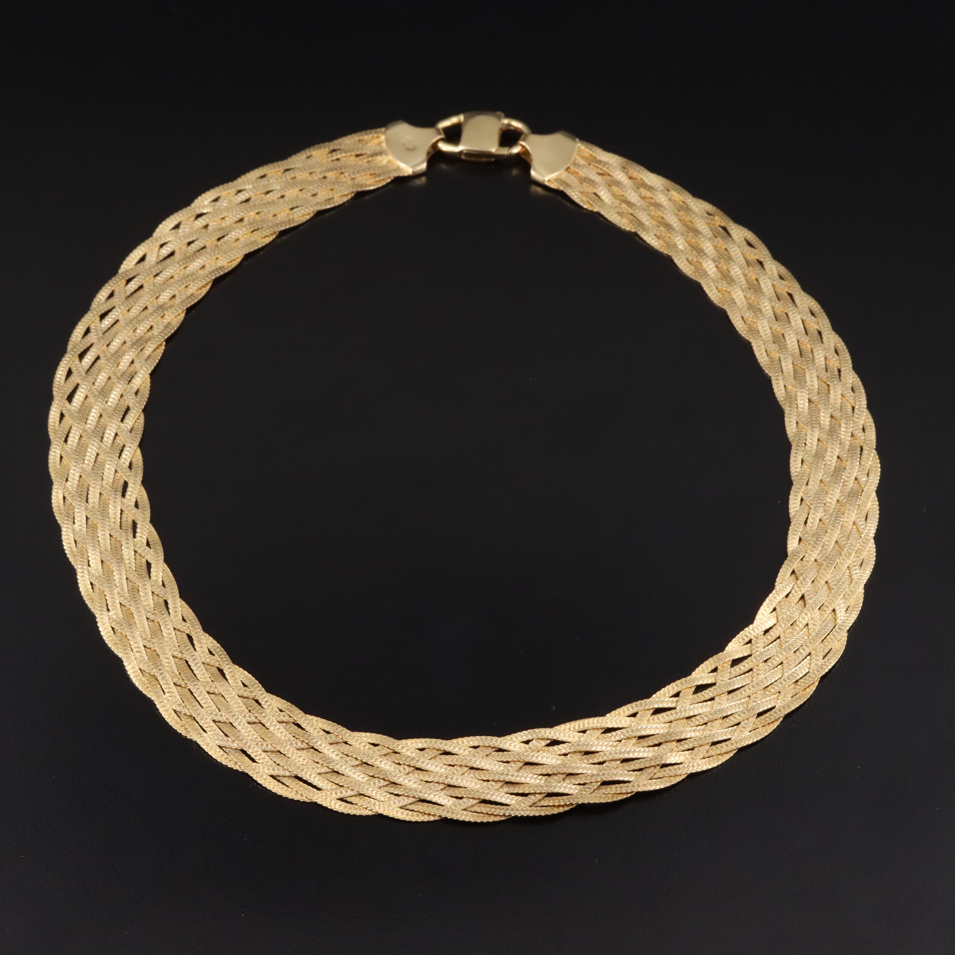 14K Braided Herringbone Chain Necklace