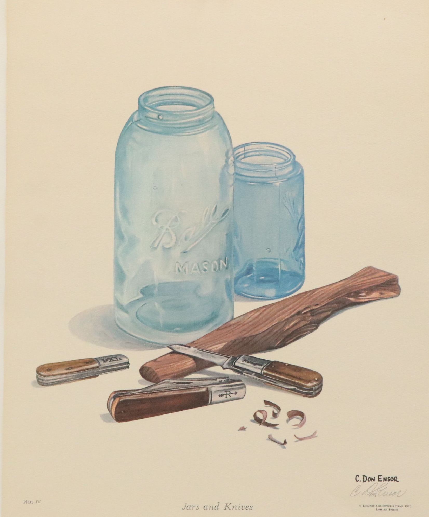 Charles Don Ensor Still Life Offset Lithographs "Jars and Knives" and "Fanfare"