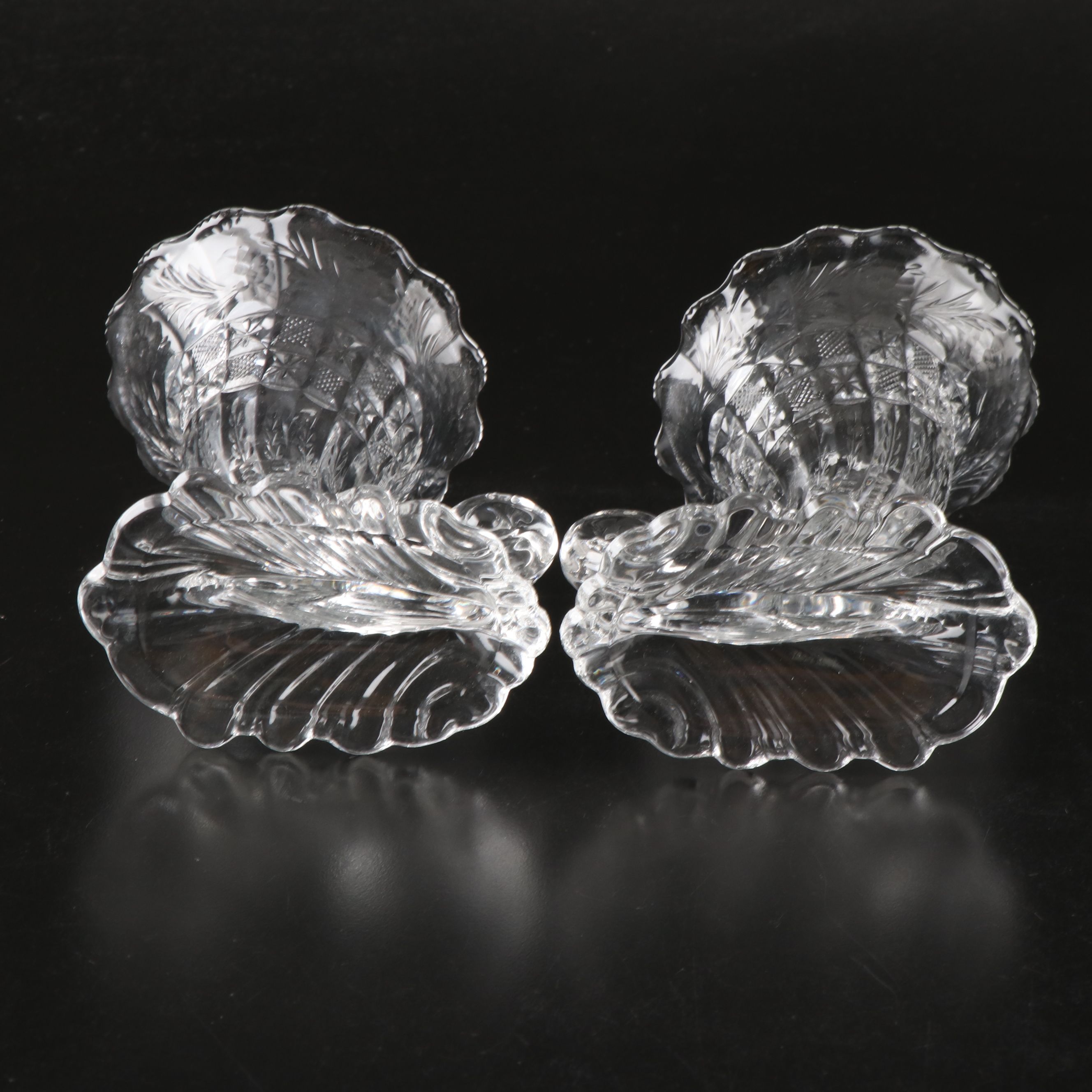 Heisey "Warwick Clear" Glass Centerpiece with Other Cornucopia Vases