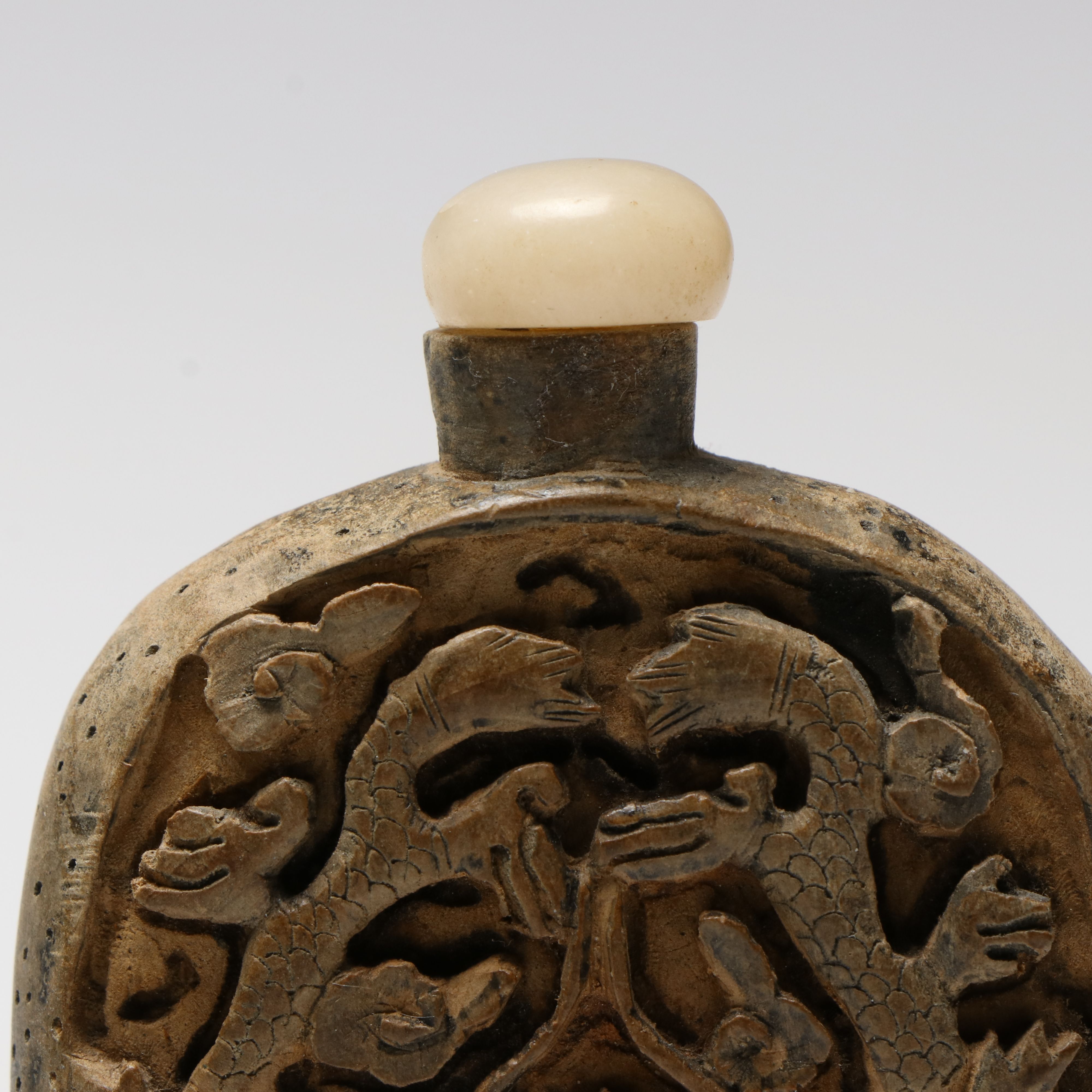 Japanese Hand-Painted Porcelain Jar with East Asian Wood and Glass Snuff Bottles