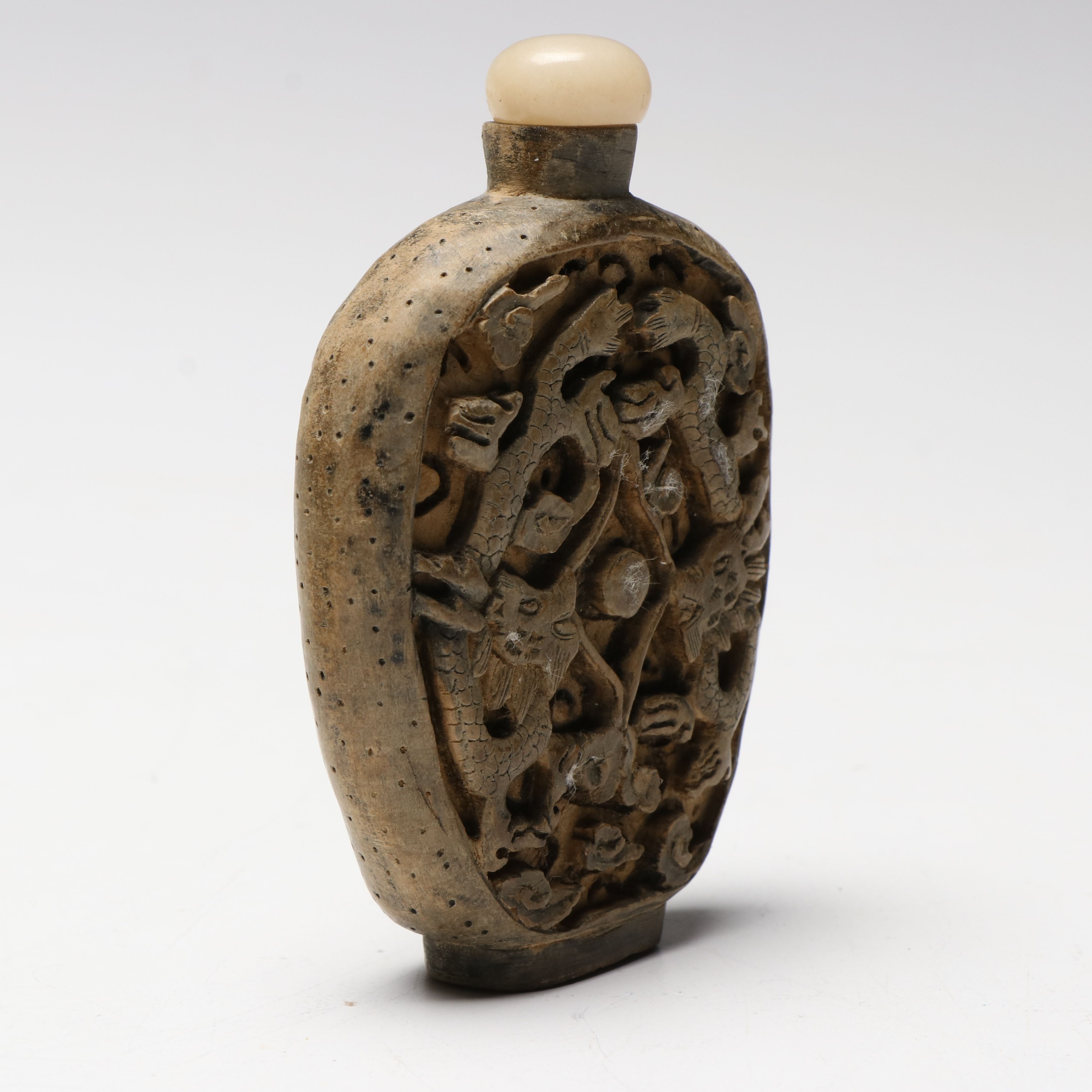 Japanese Hand-Painted Porcelain Jar with East Asian Wood and Glass Snuff Bottles