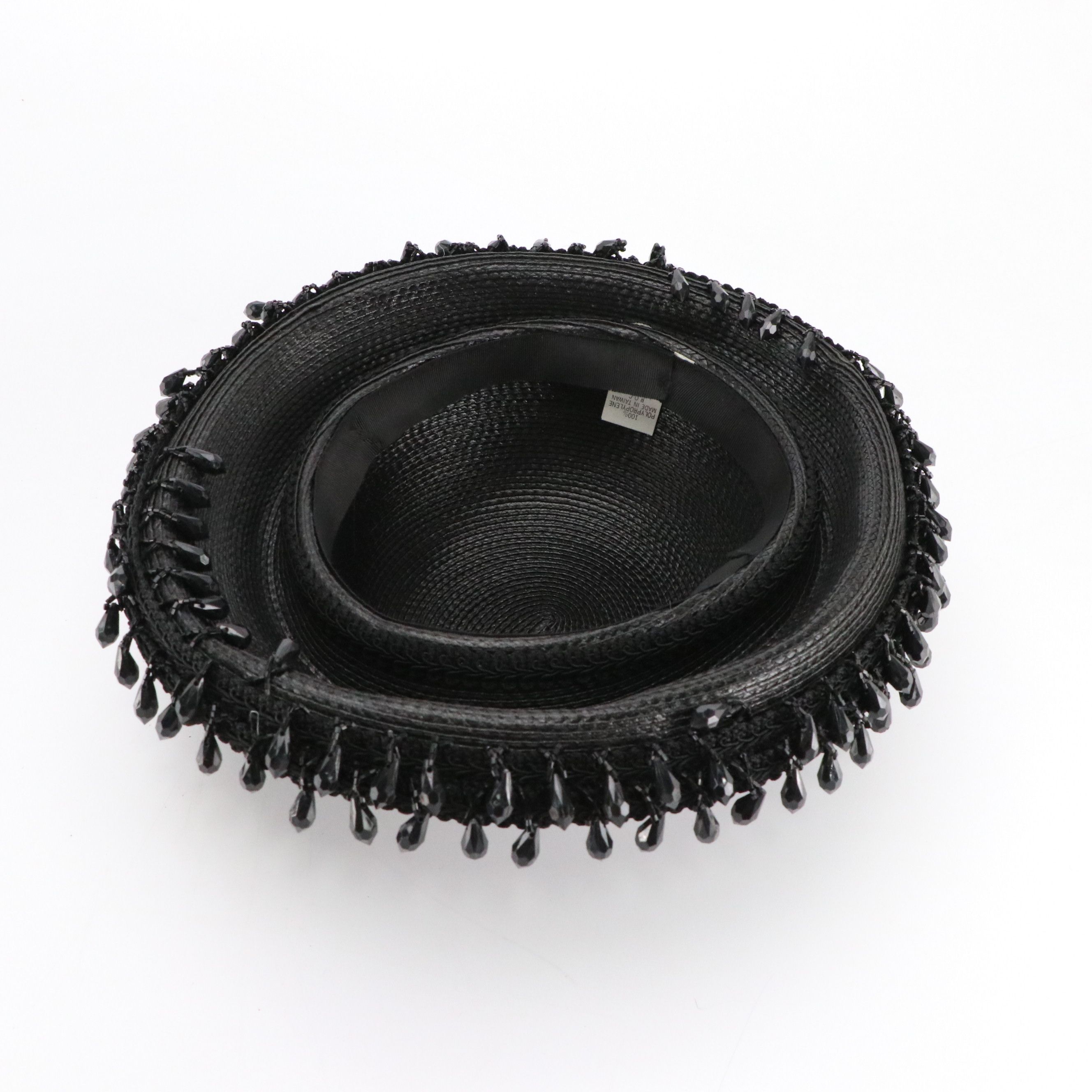 Curated Victor Costa B&W Striped Pearl Accented Strapless Evening Gown & Hat