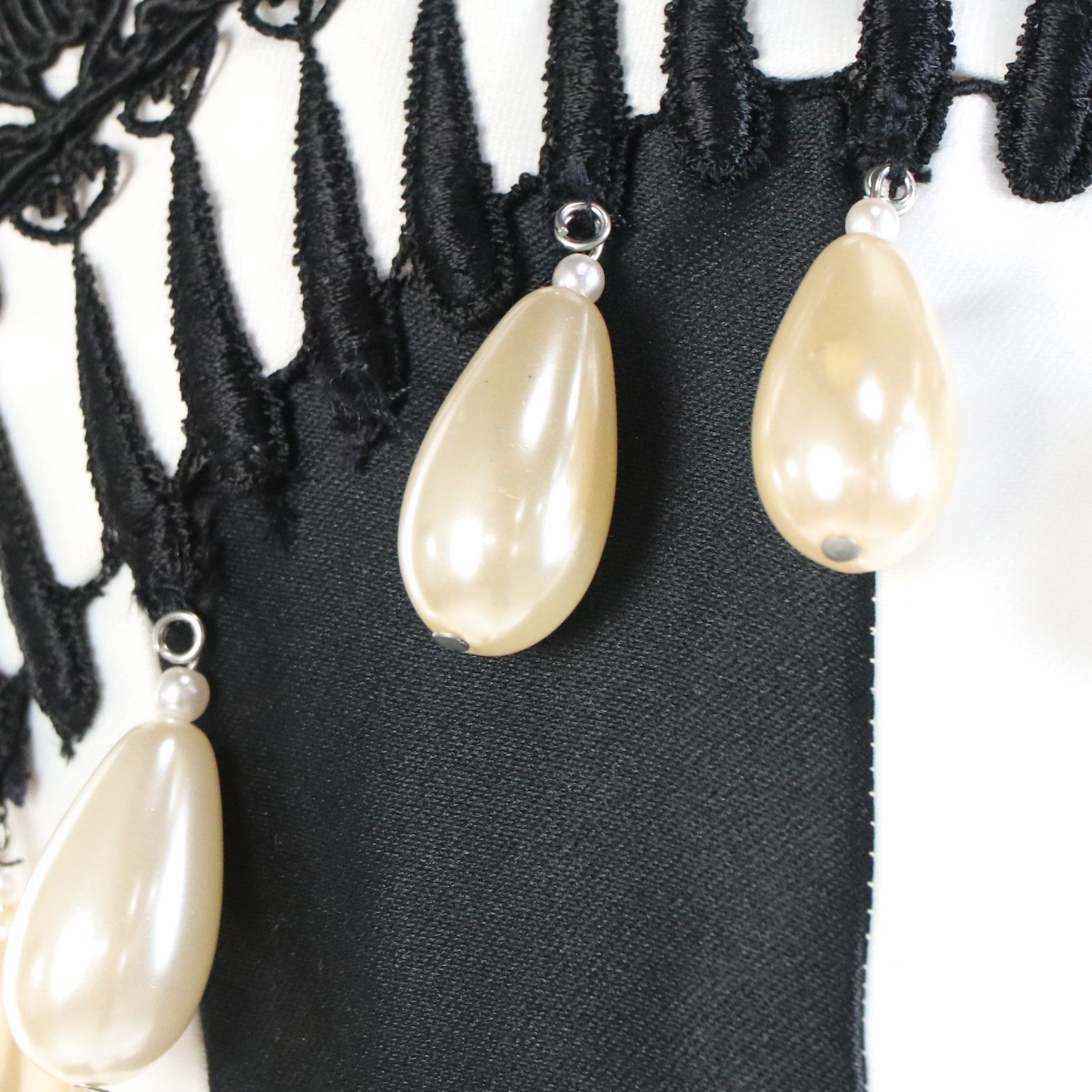 Curated Victor Costa B&W Striped Pearl Accented Strapless Evening Gown & Hat