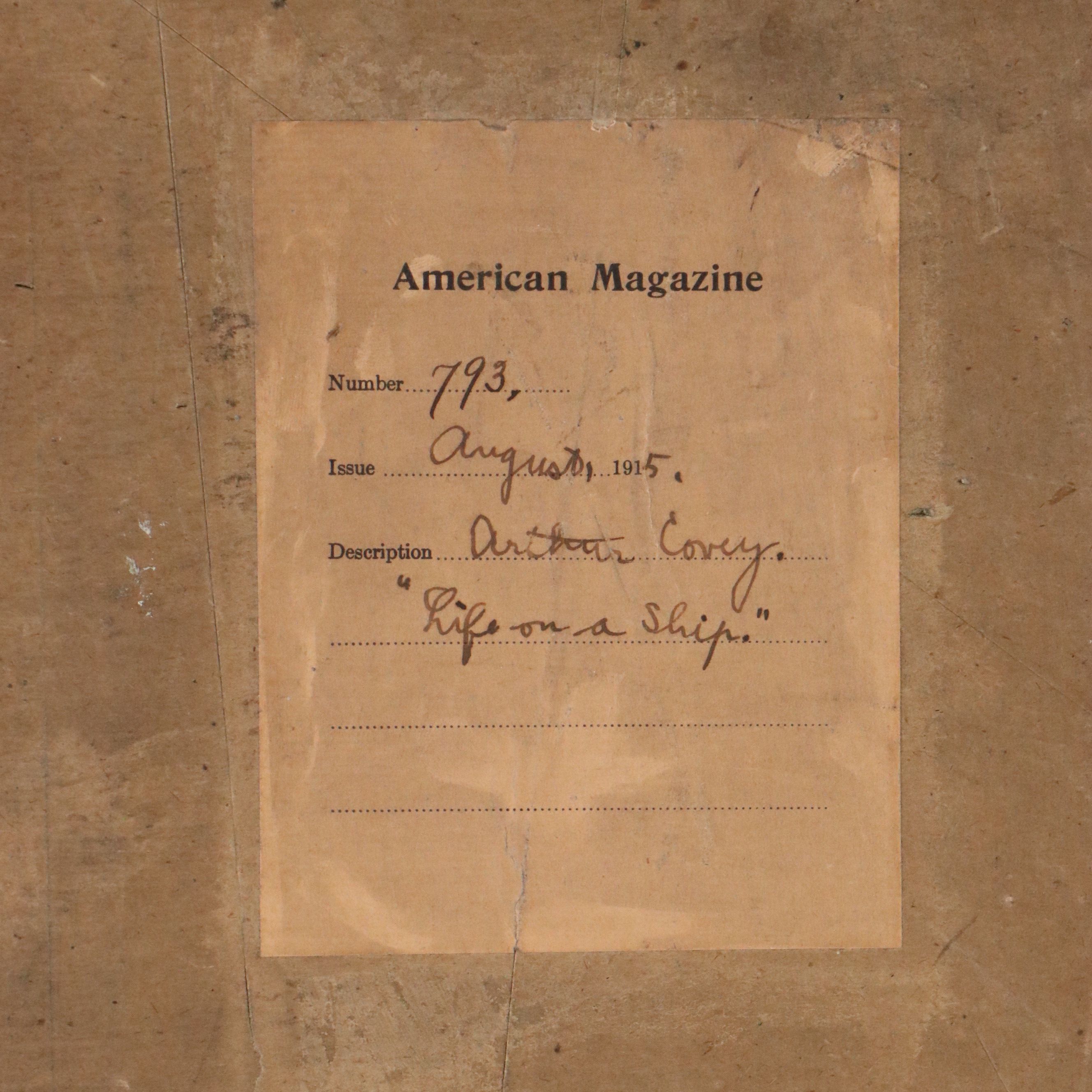 Arthur Covey Oil Painting "Life on a Ship," 1915