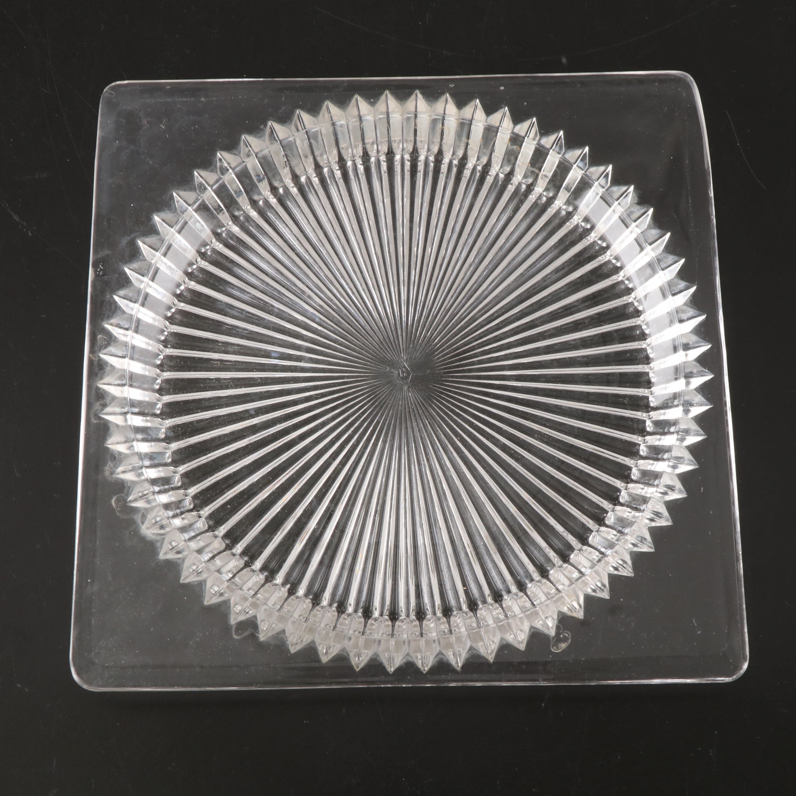 Heisey "Ridgeleigh" Square Pressed Glass Plates, Early to Mid-20th Century