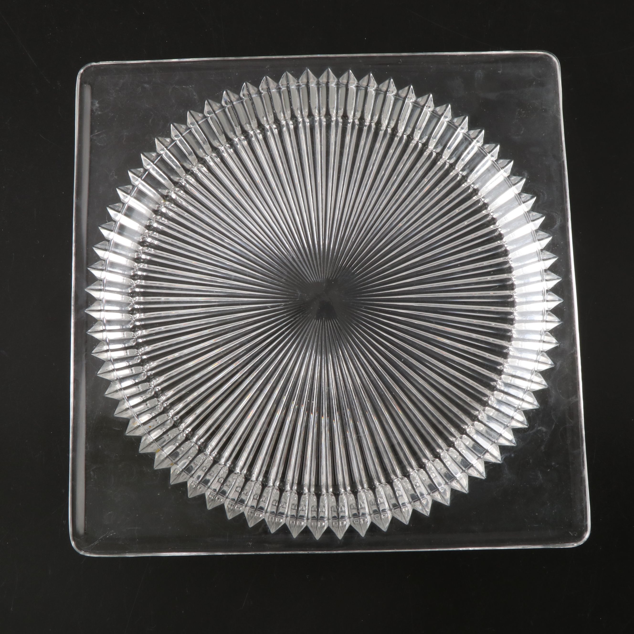 Heisey "Ridgeleigh" Square Pressed Glass Plates, Early to Mid-20th Century