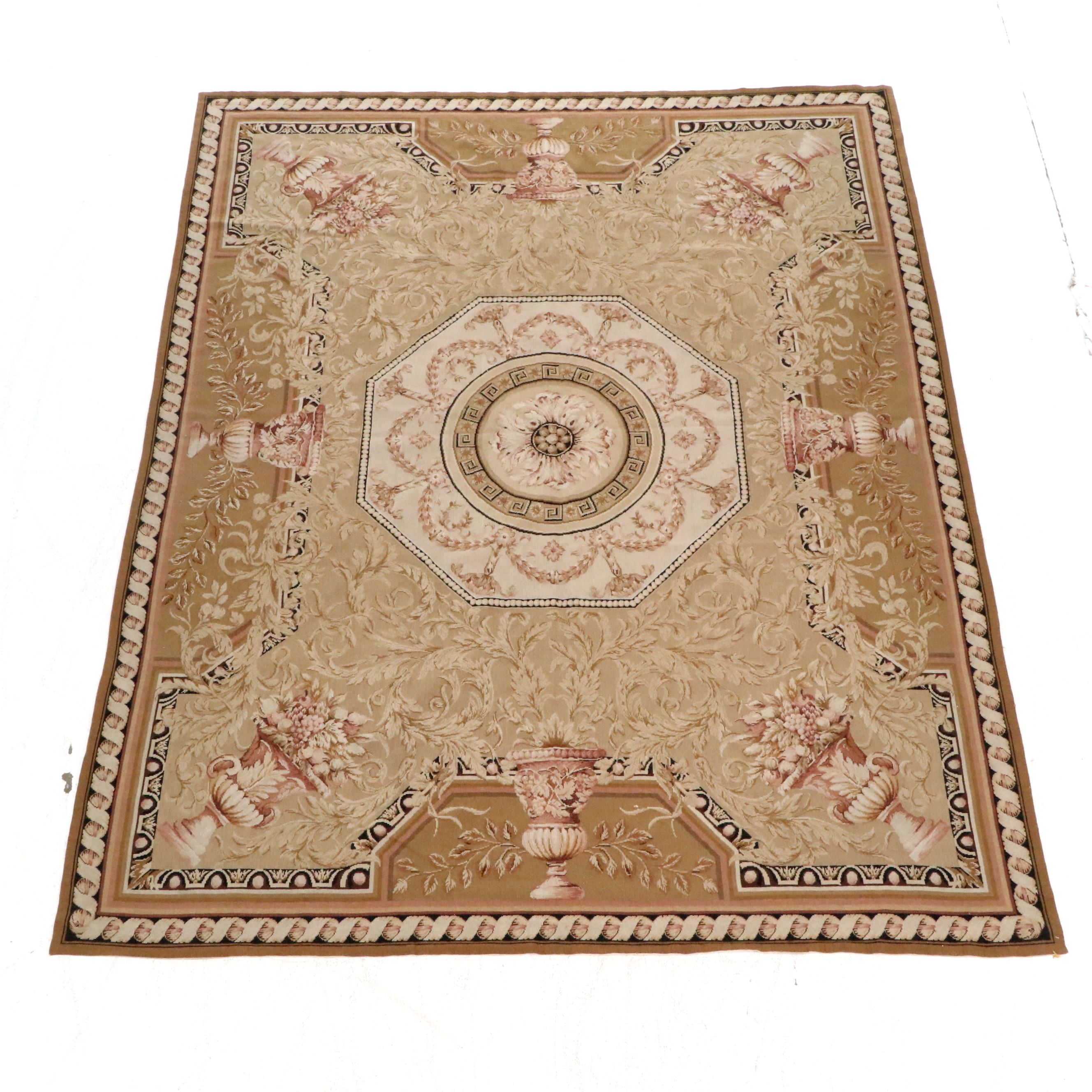 7'2 x 9'7 Handmade Needlepoint Sino-French Savonnerie Style Area Rug