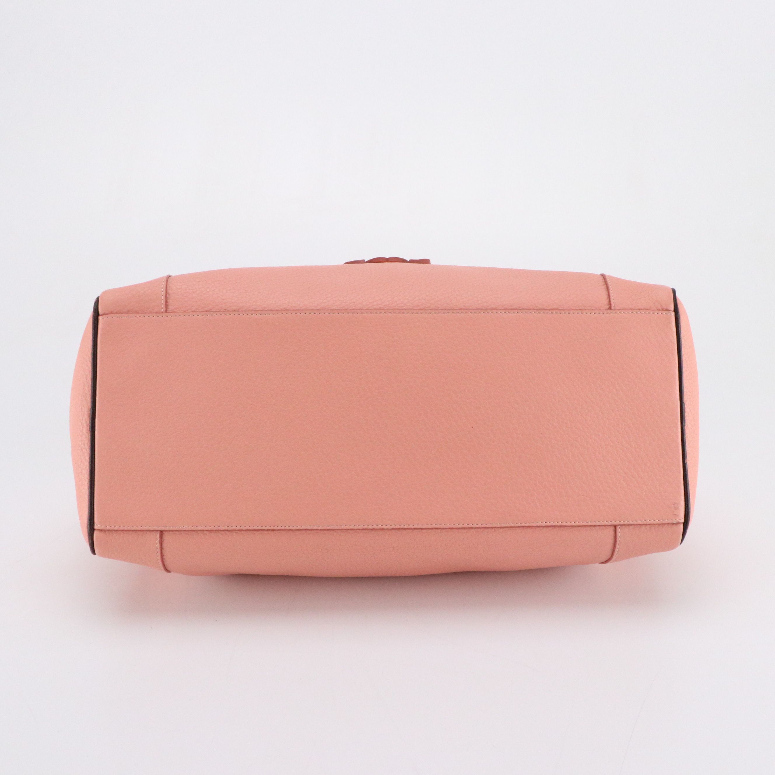 Loewe Zippered Boston Bag in Pink Grained Leather and Black Trim