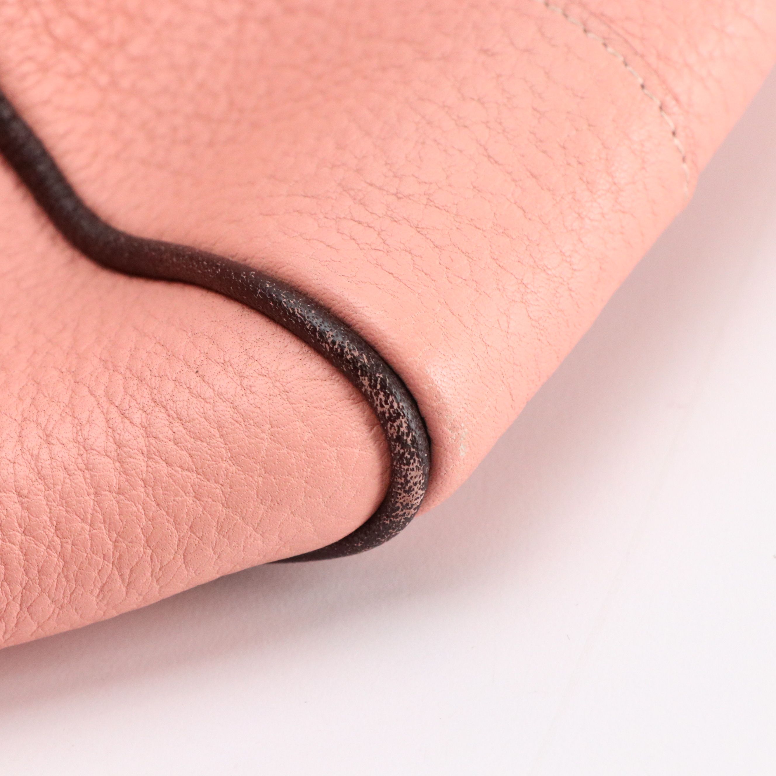 Loewe Zippered Boston Bag in Pink Grained Leather and Black Trim