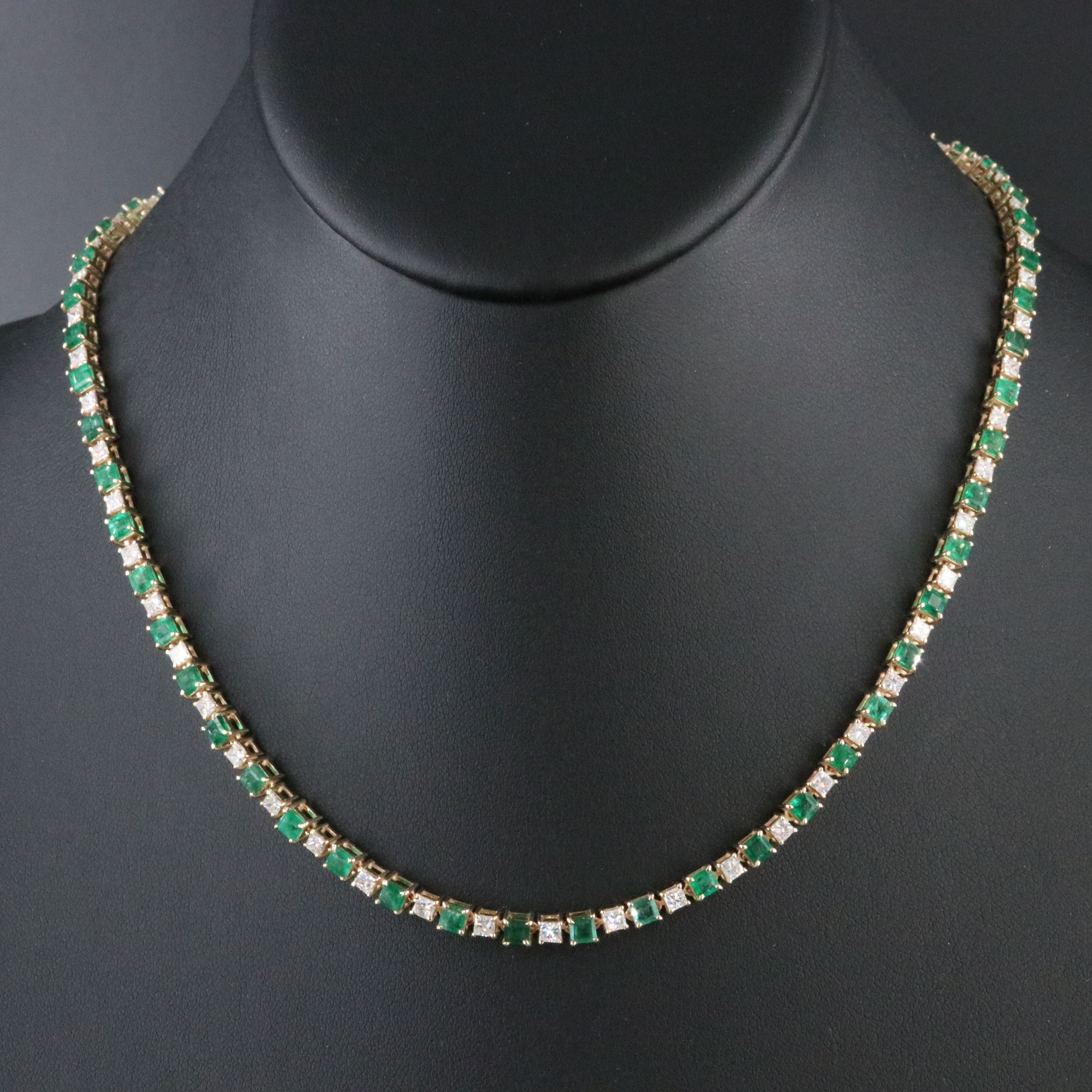 14K 9.05 CTW Emerald and 3.82 CTW Diamond Line Necklace