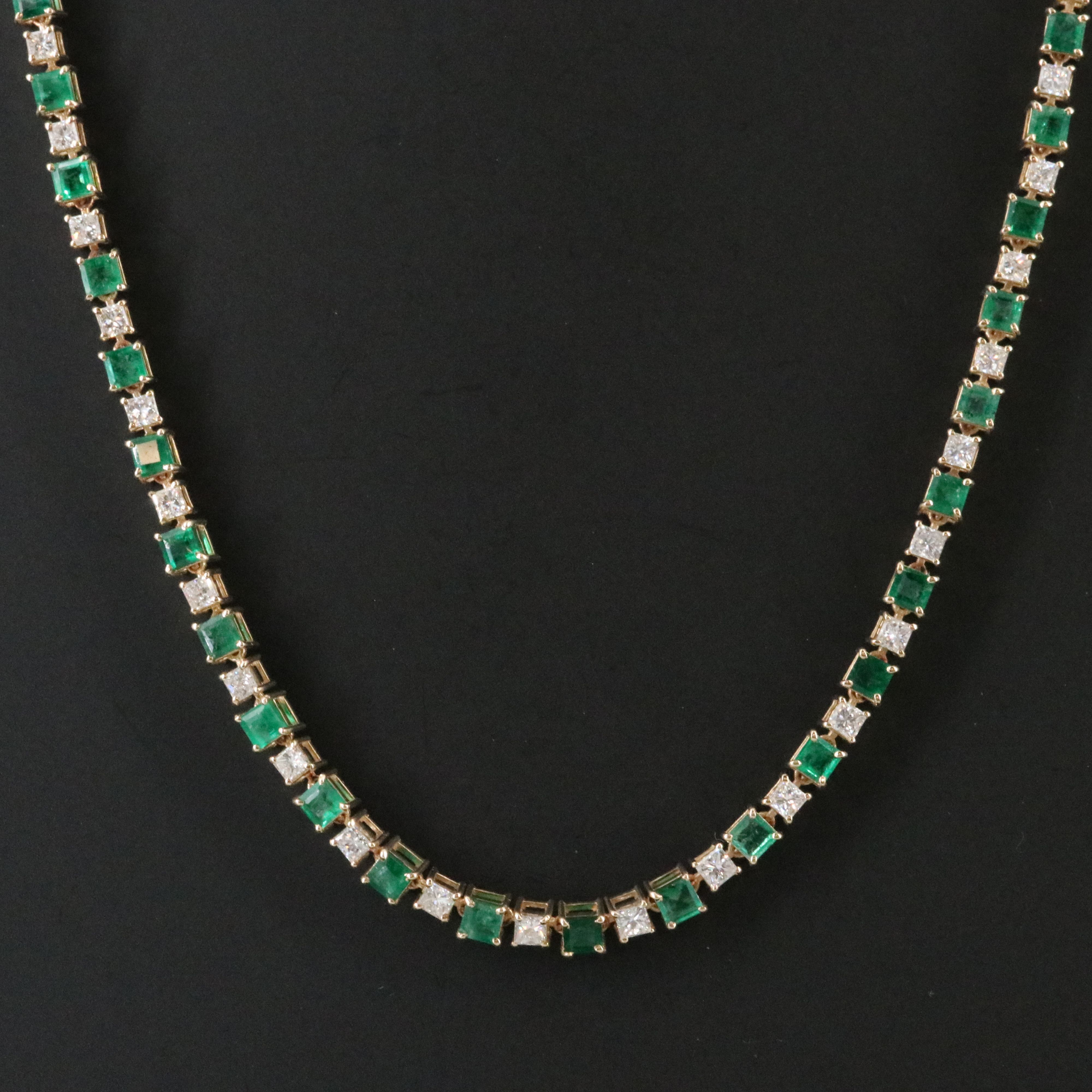14K 9.05 CTW Emerald and 3.82 CTW Diamond Line Necklace
