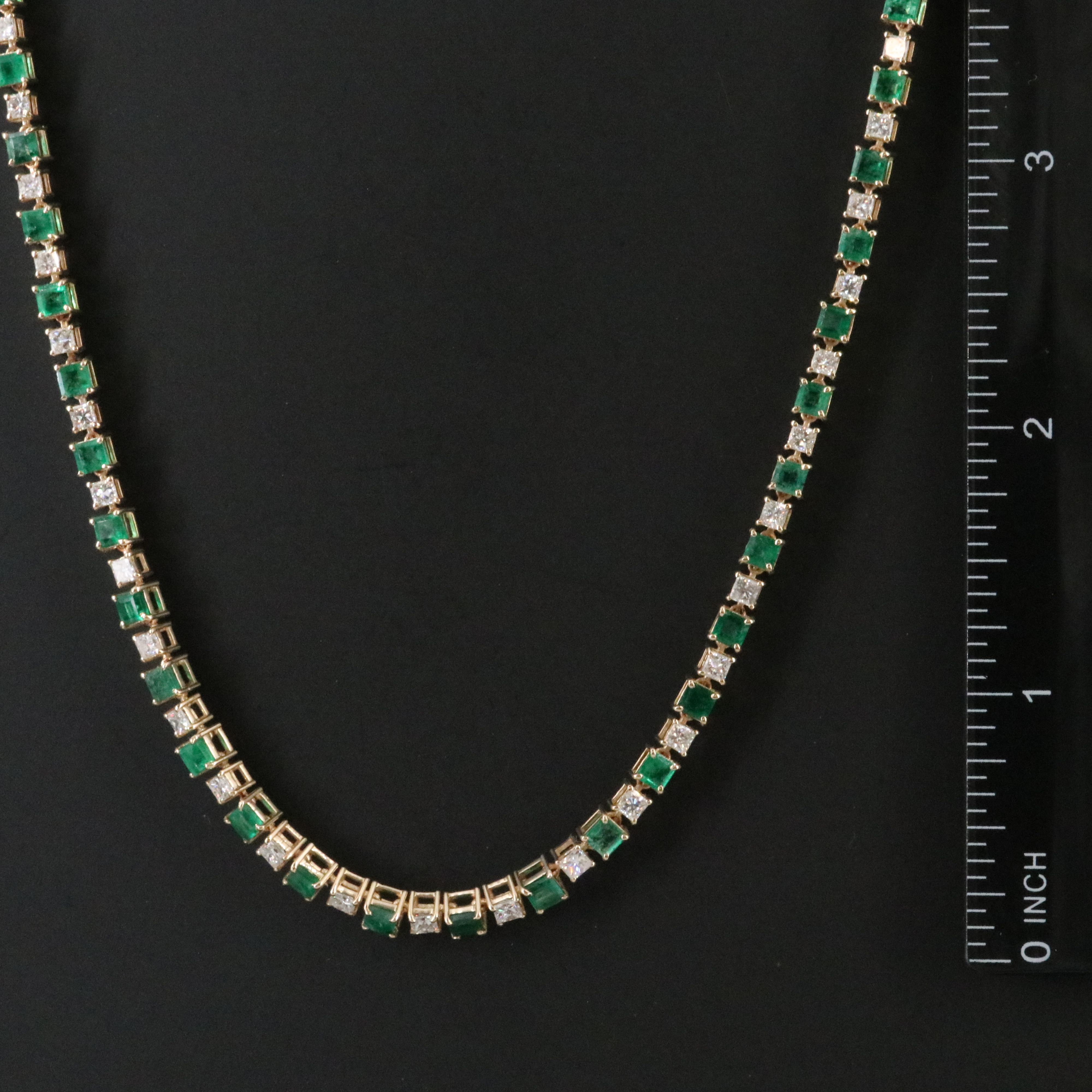 14K 9.05 CTW Emerald and 3.82 CTW Diamond Line Necklace