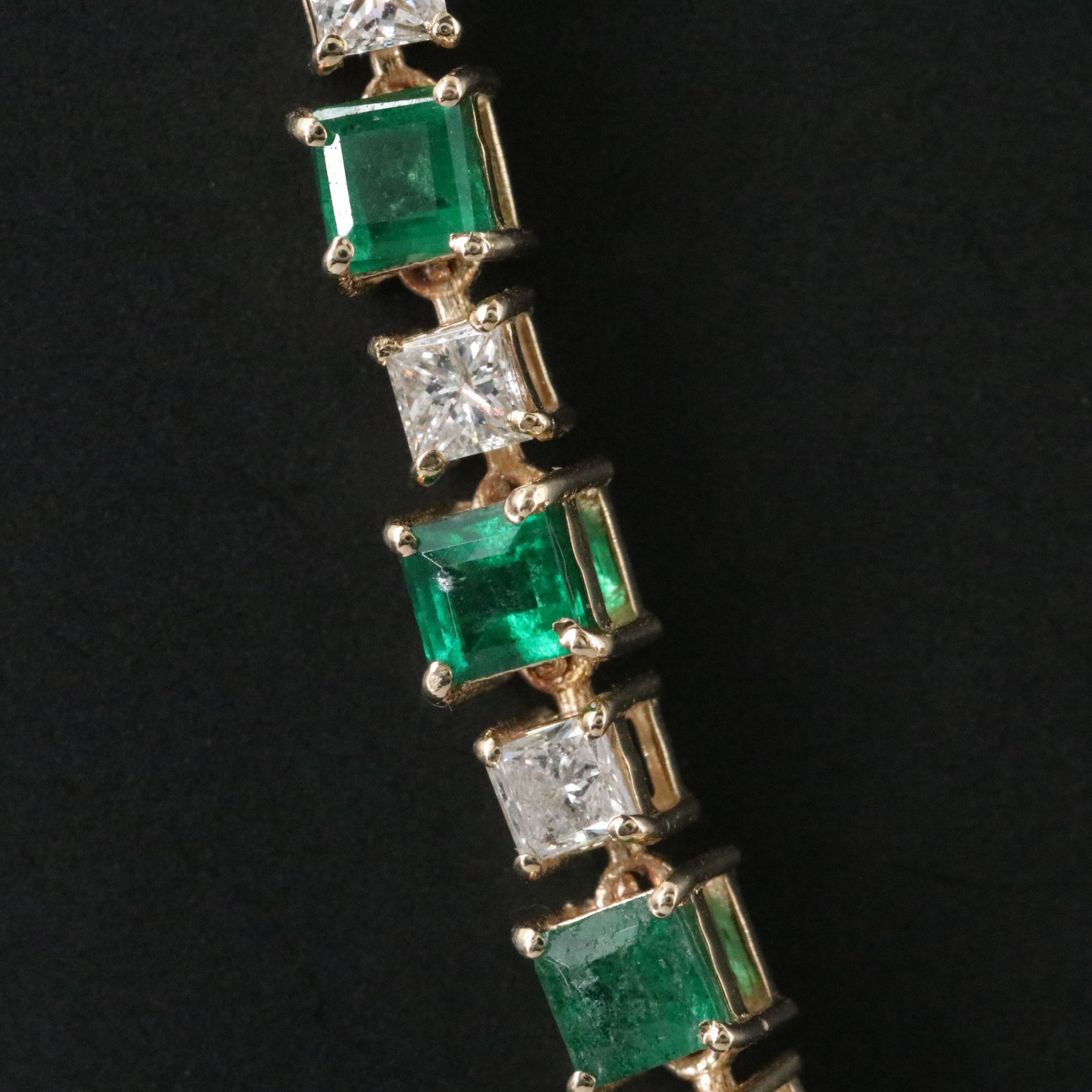 14K 9.05 CTW Emerald and 3.82 CTW Diamond Line Necklace
