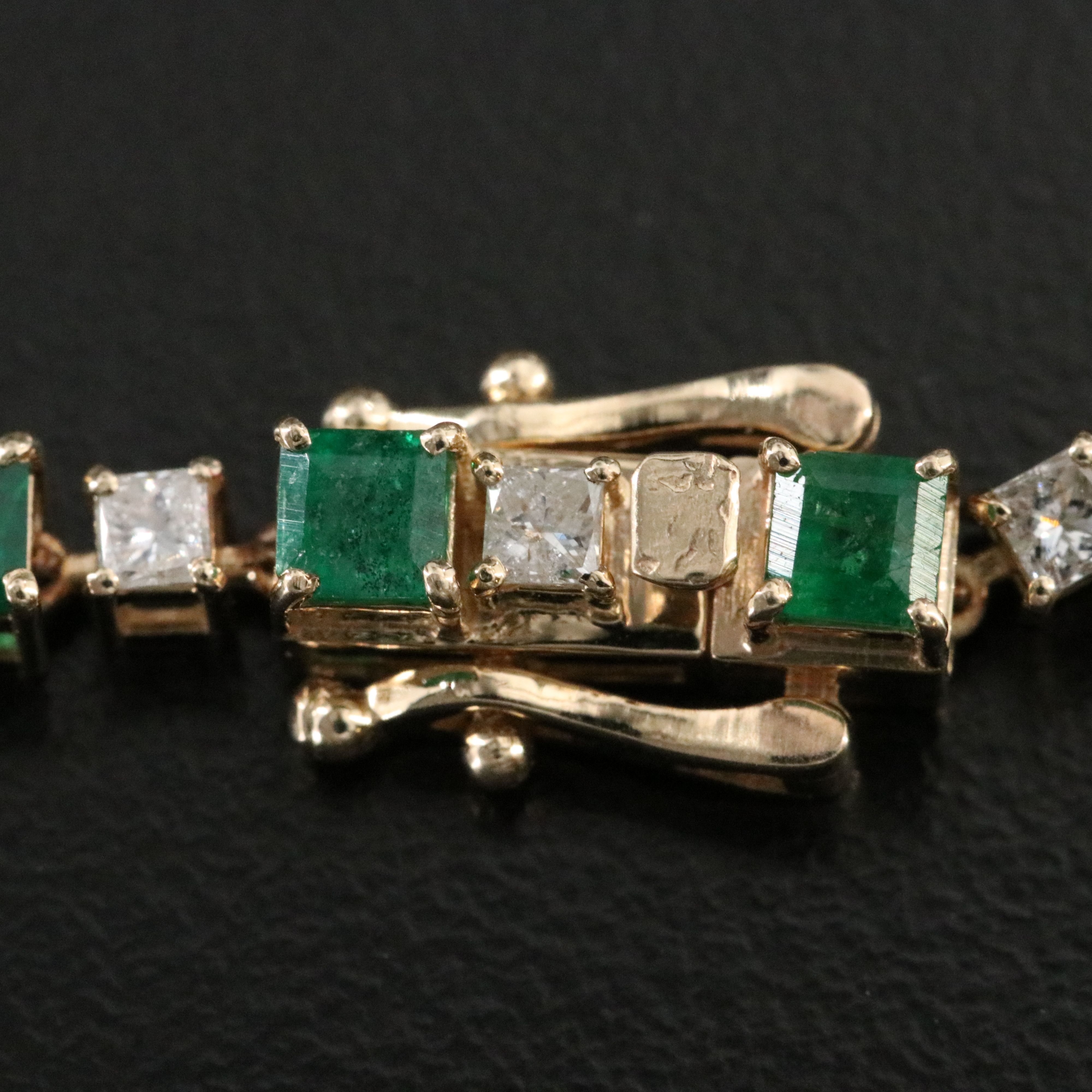 14K 9.05 CTW Emerald and 3.82 CTW Diamond Line Necklace