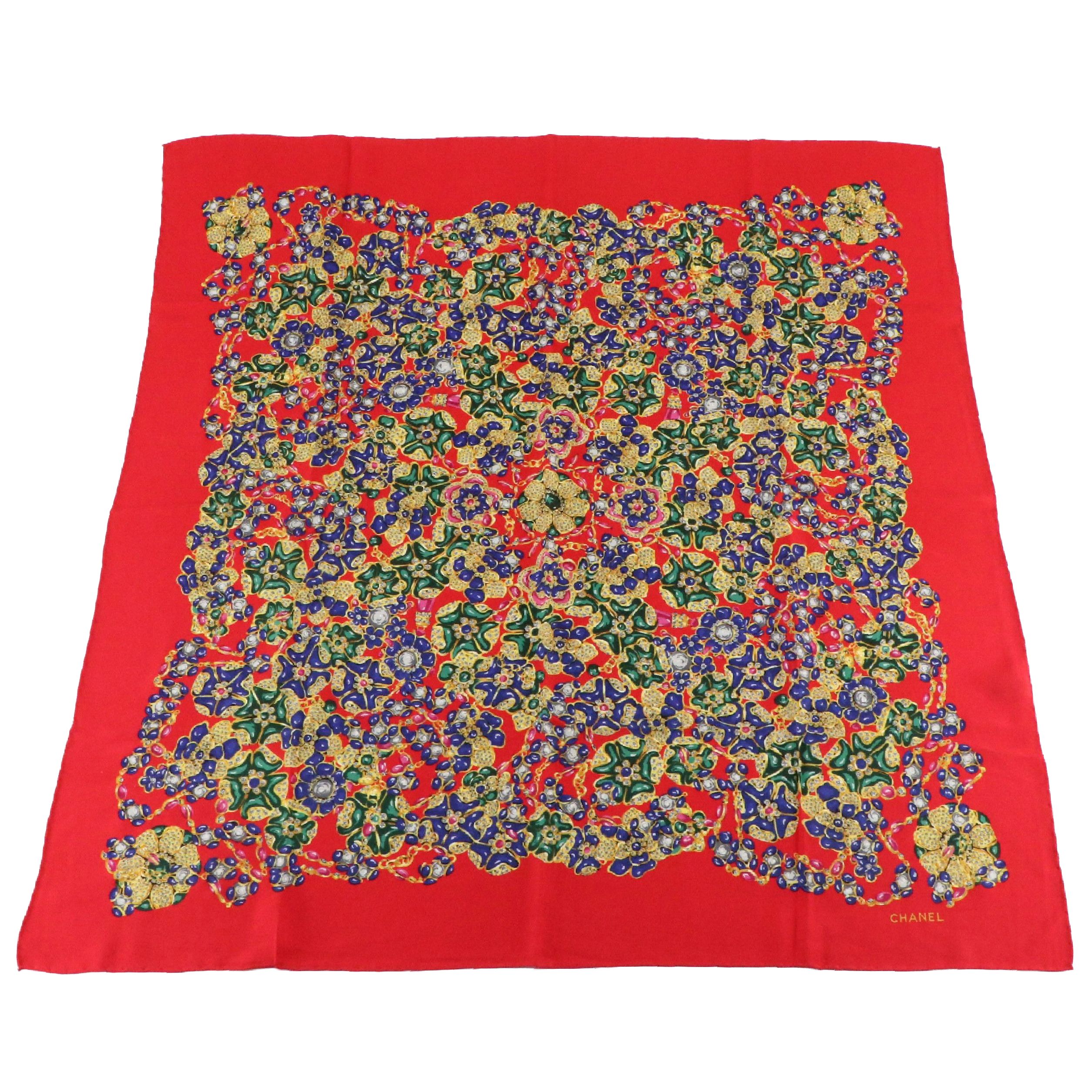 Chanel Bijouterie Pattern Scarf 90 in Silk Charmeuse