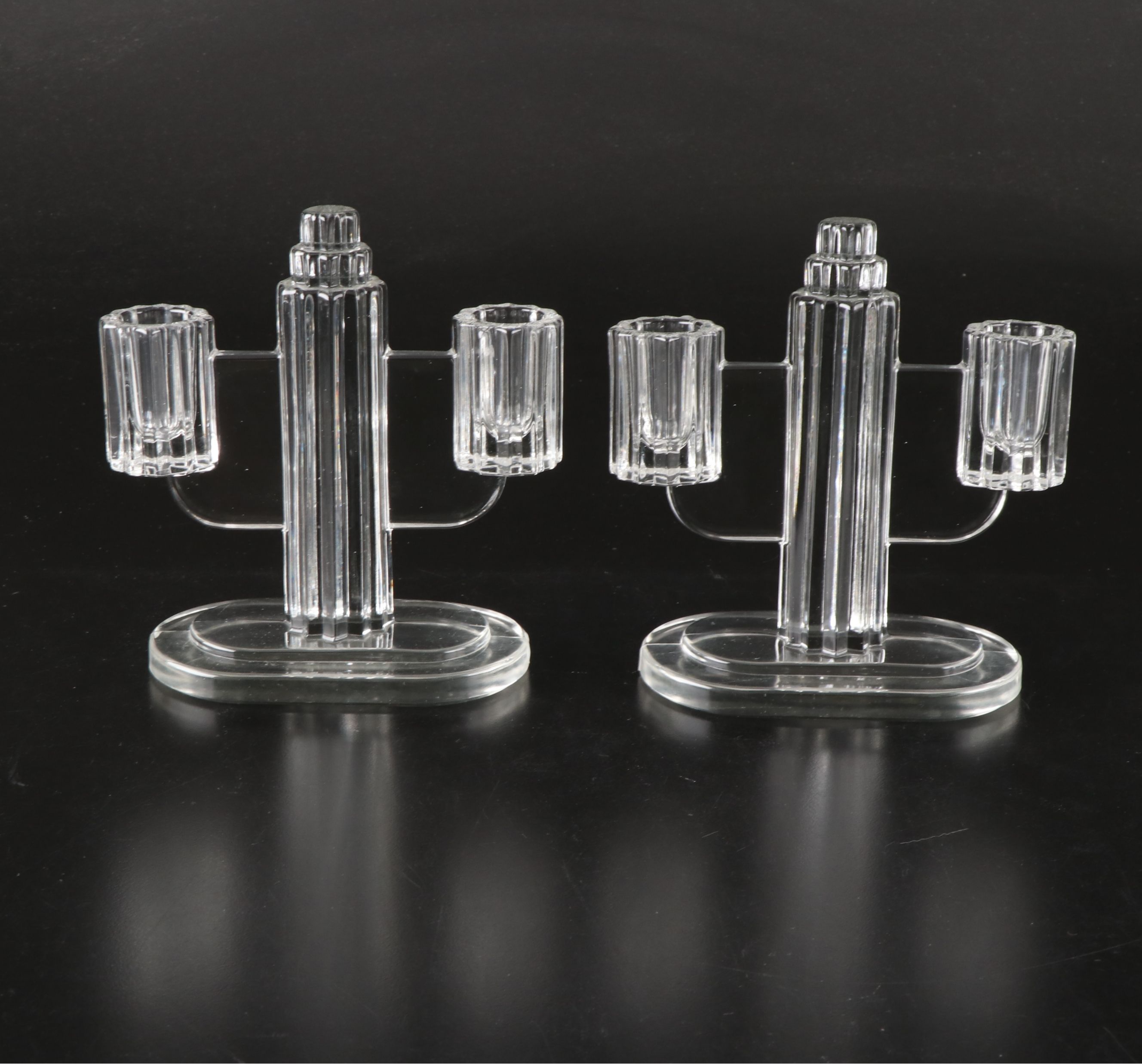 Anchor Hocking "Queen Mary" and Heisey "Ridgeleigh" Candlestick Pairs