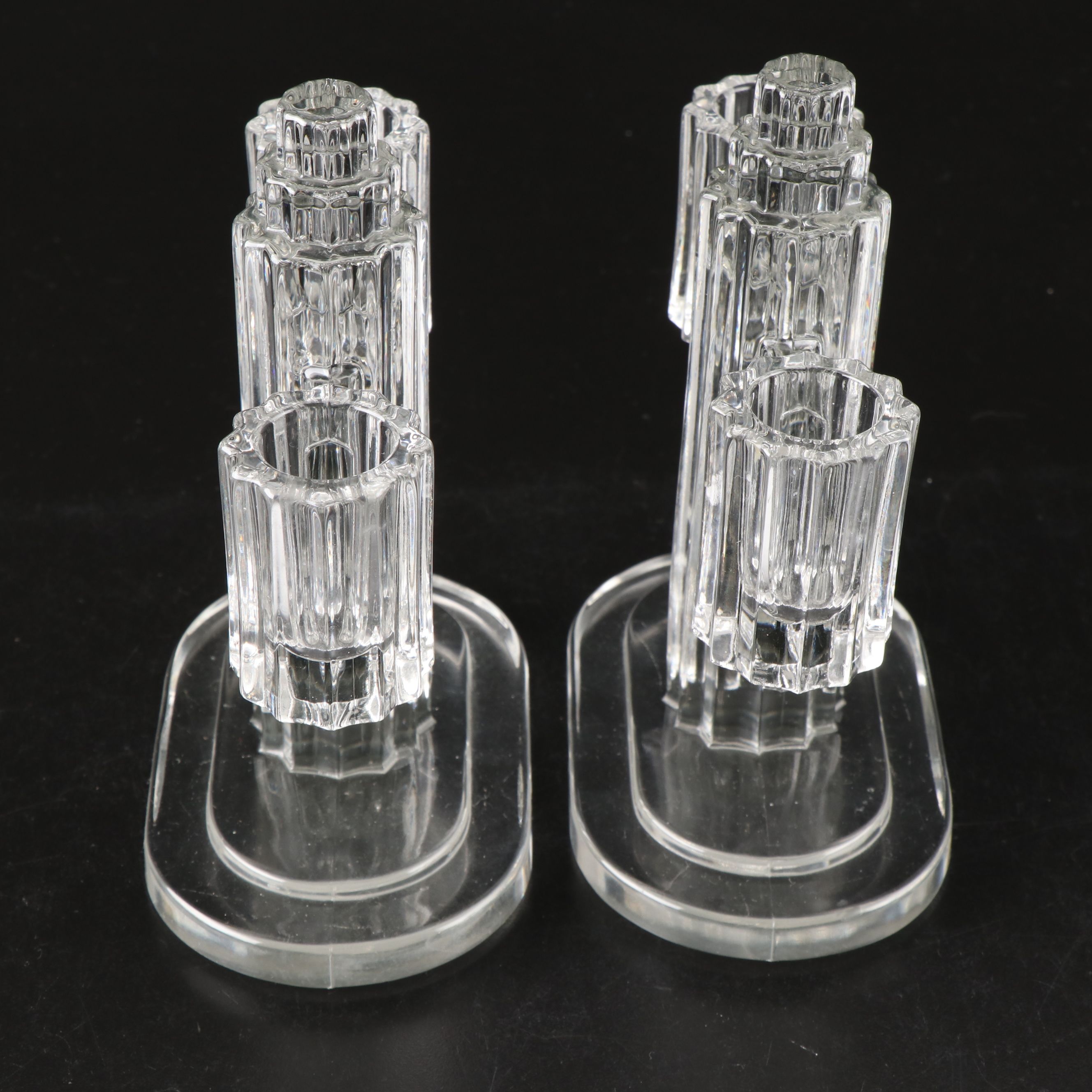 Anchor Hocking "Queen Mary" and Heisey "Ridgeleigh" Candlestick Pairs