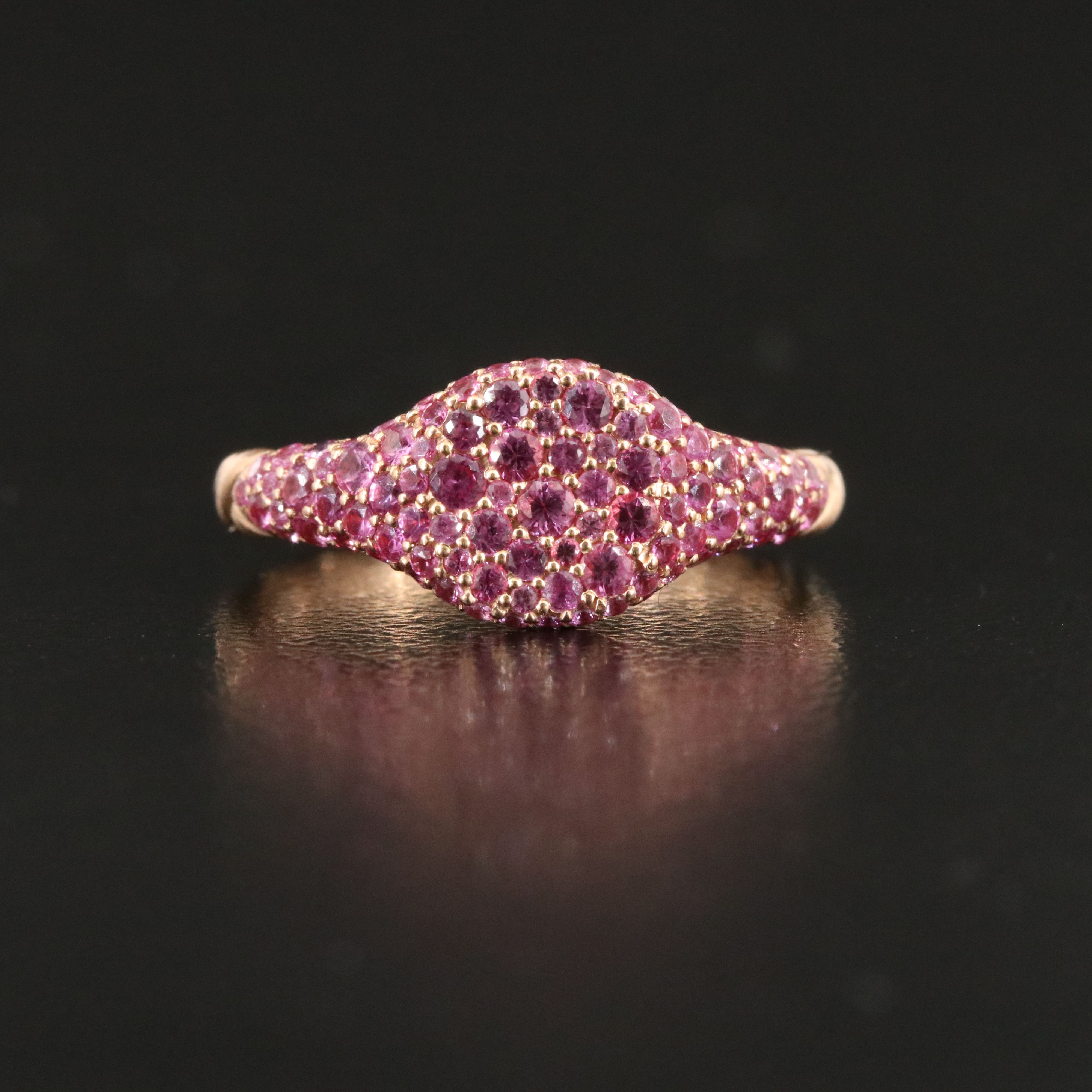 David Yurman 18K Rose Gold and Pavé Pink Sapphire Pinky Ring