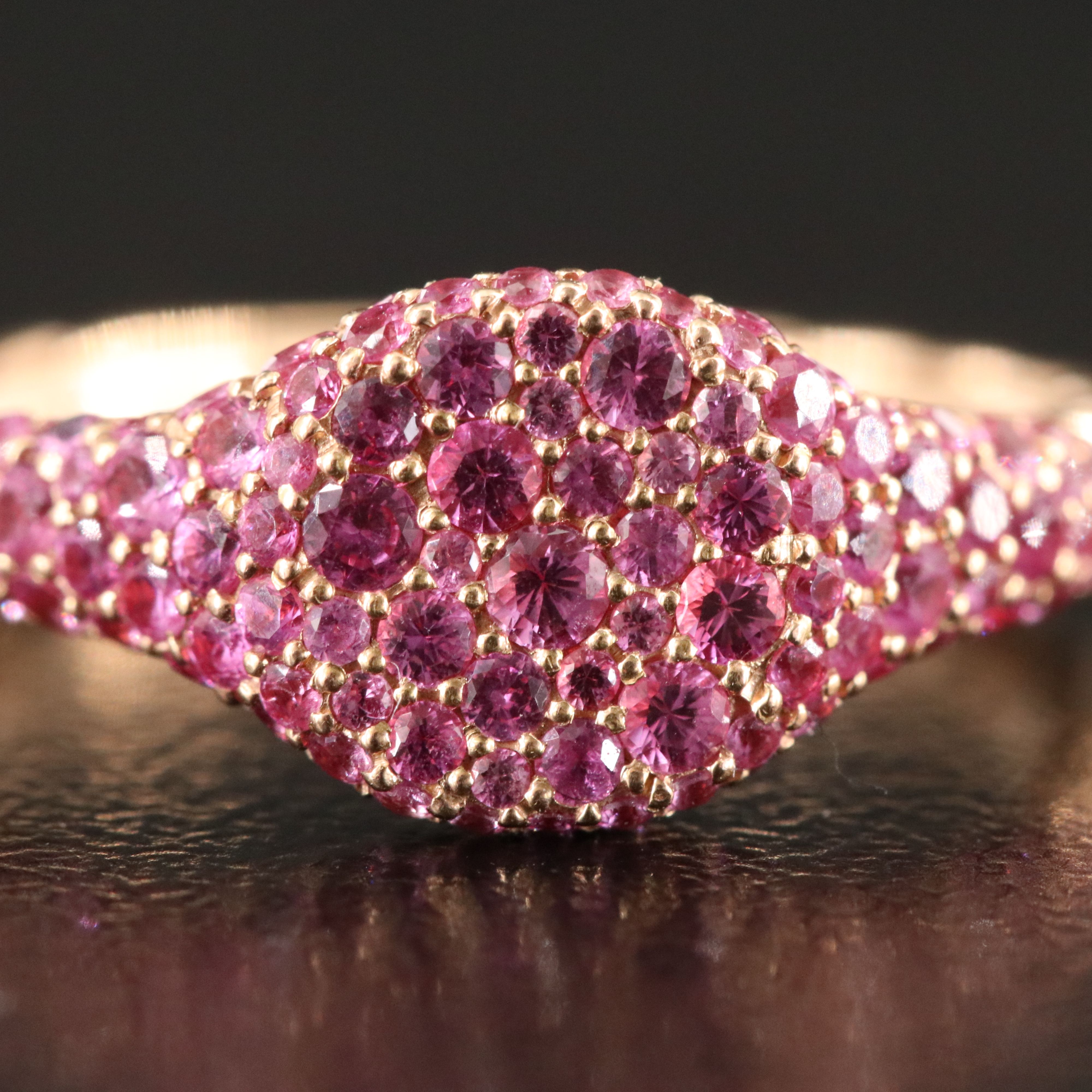 David Yurman 18K Rose Gold and Pavé Pink Sapphire Pinky Ring