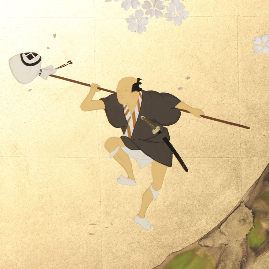 Japanese Byōbu Gilt Folding Screen | EBTH