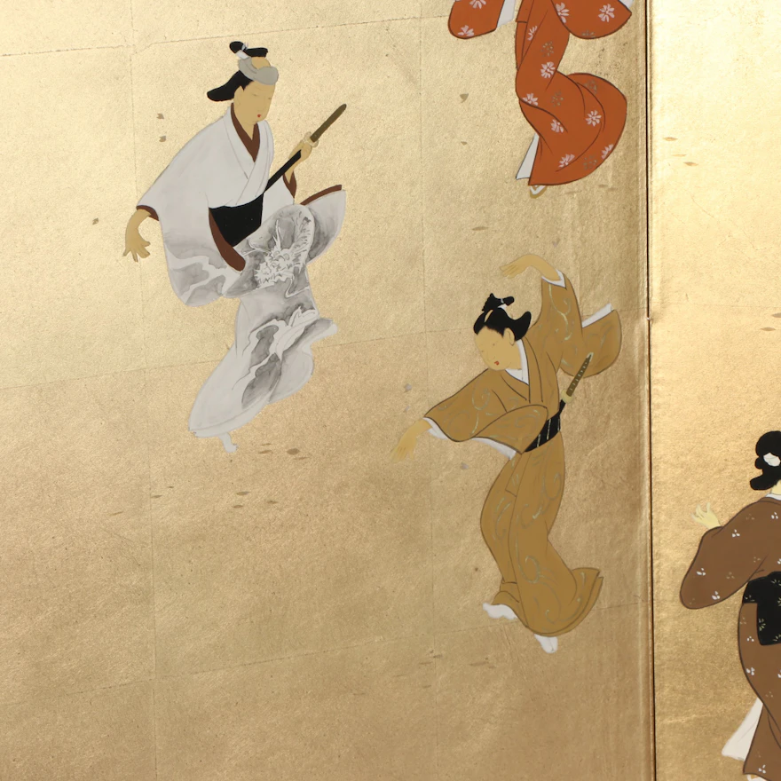 Japanese Byōbu Gilt Folding Screen | EBTH