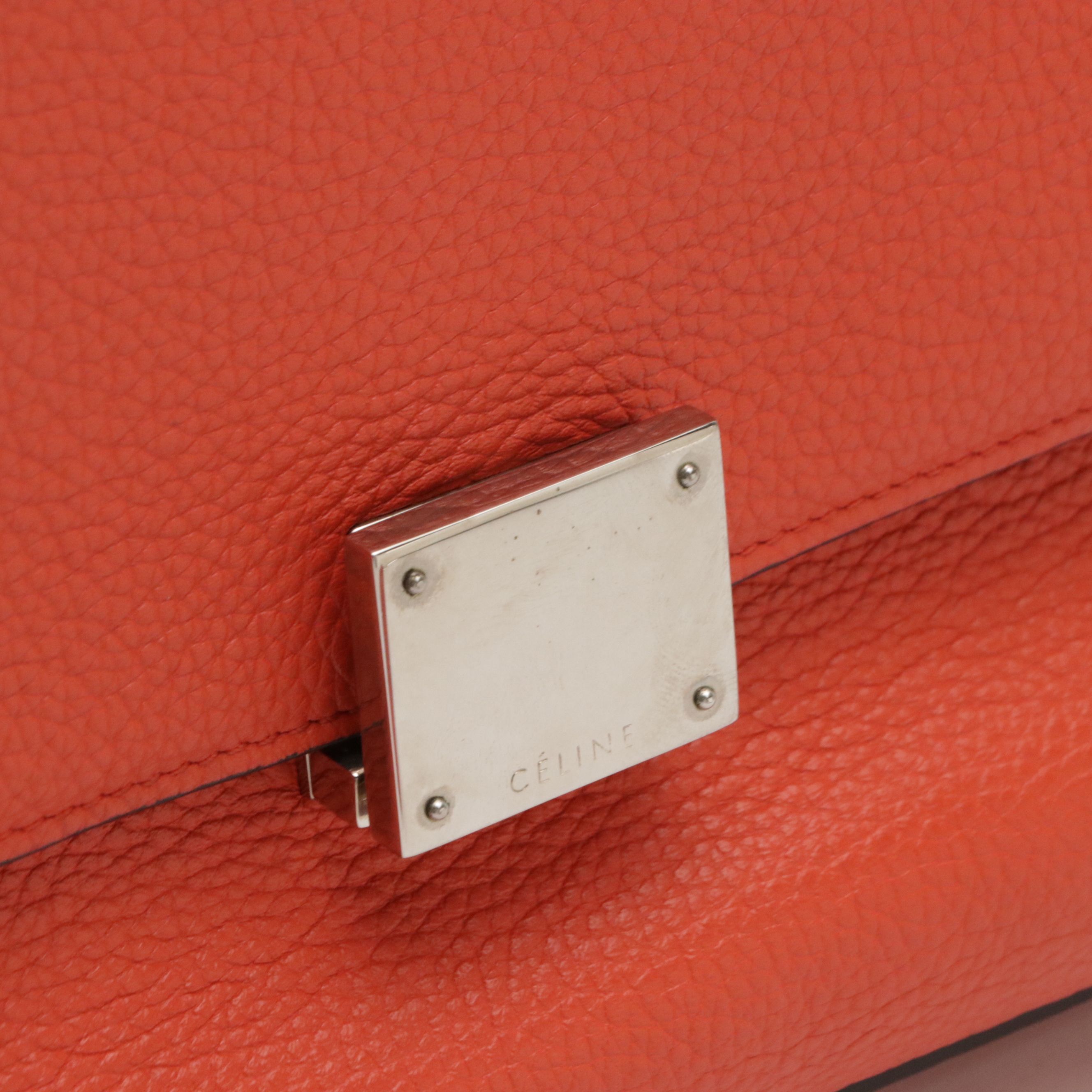 Céline Small Trapeze Two-Way Bag in Orange Grained Leather and Suede