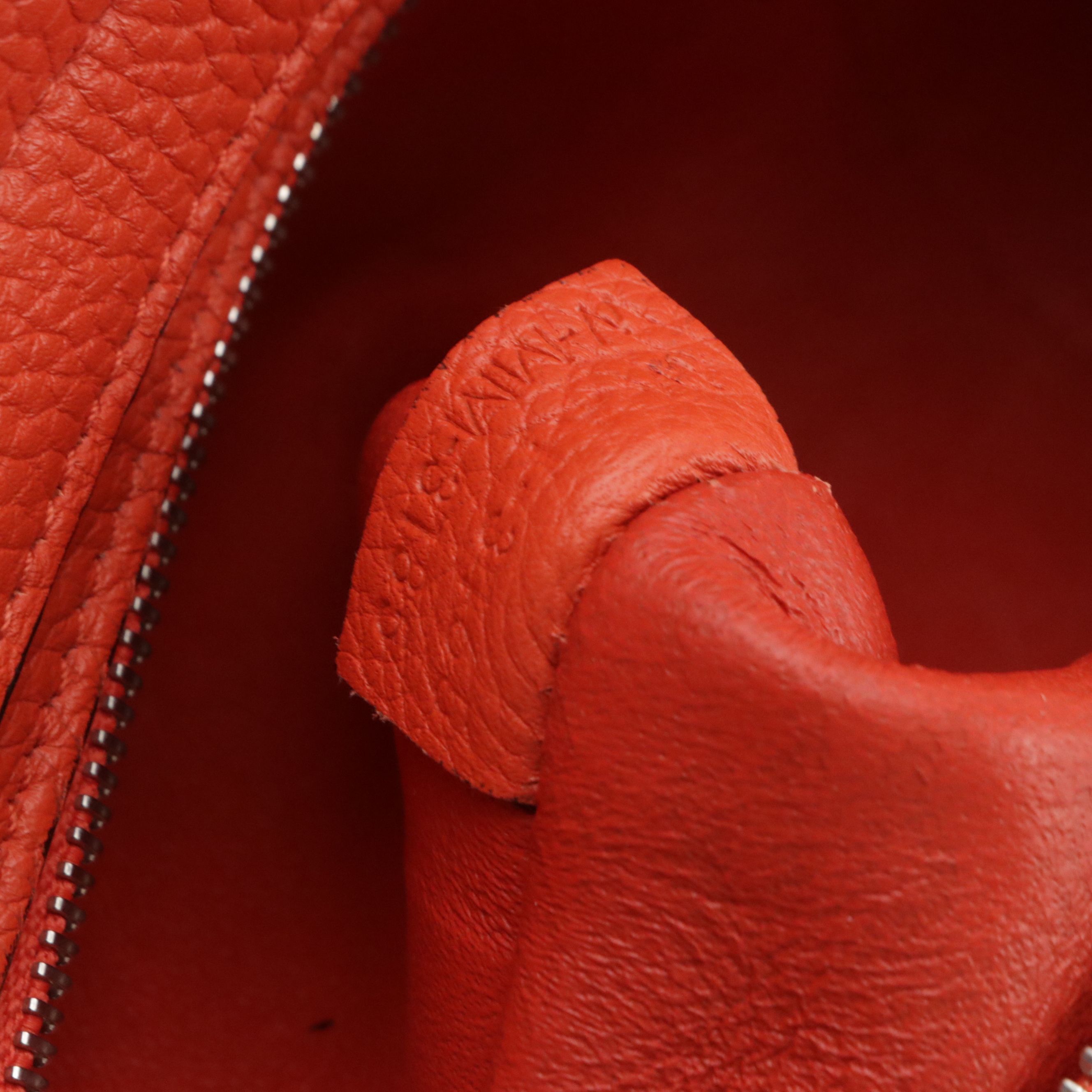 Céline Small Trapeze Two-Way Bag in Orange Grained Leather and Suede